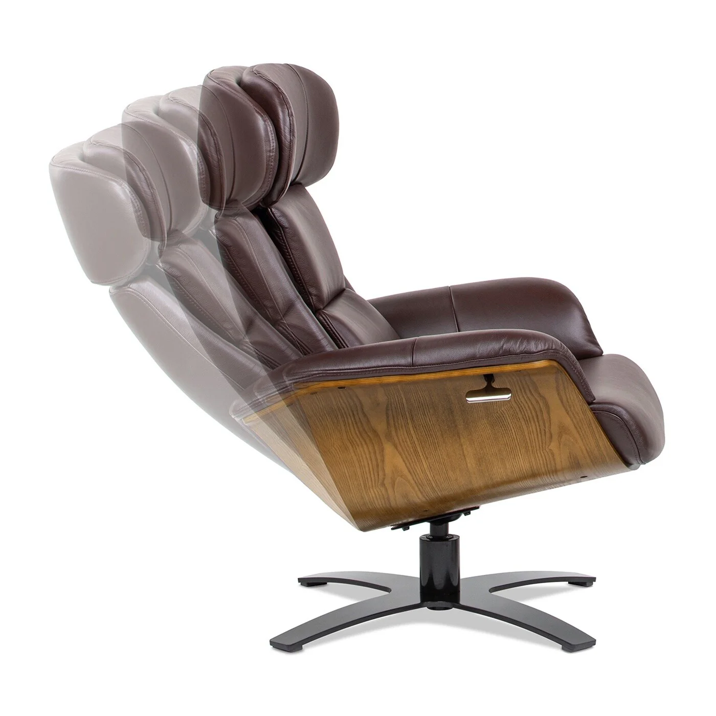 Jovan 31.5 Curved Wood Genuine Leather Recliner Lounge Chair