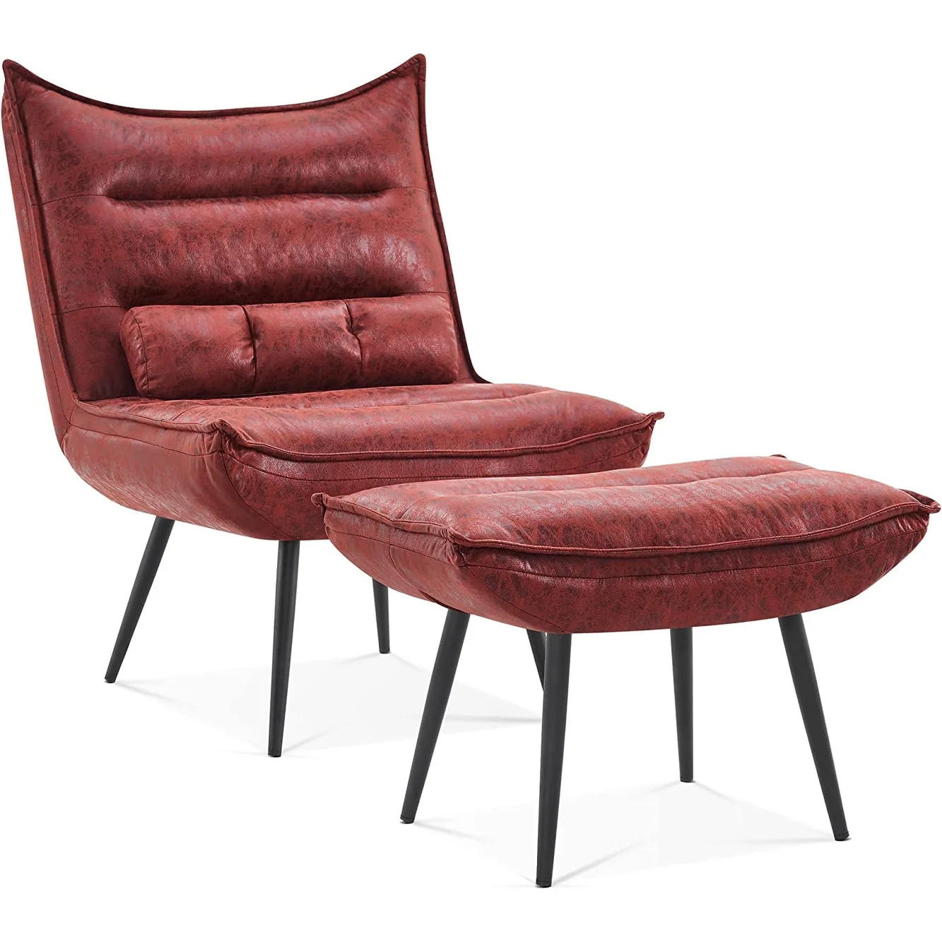 MCombo Modern Chair with Ottoman, Bronzing Fabric Upholstered Leisure Chairs