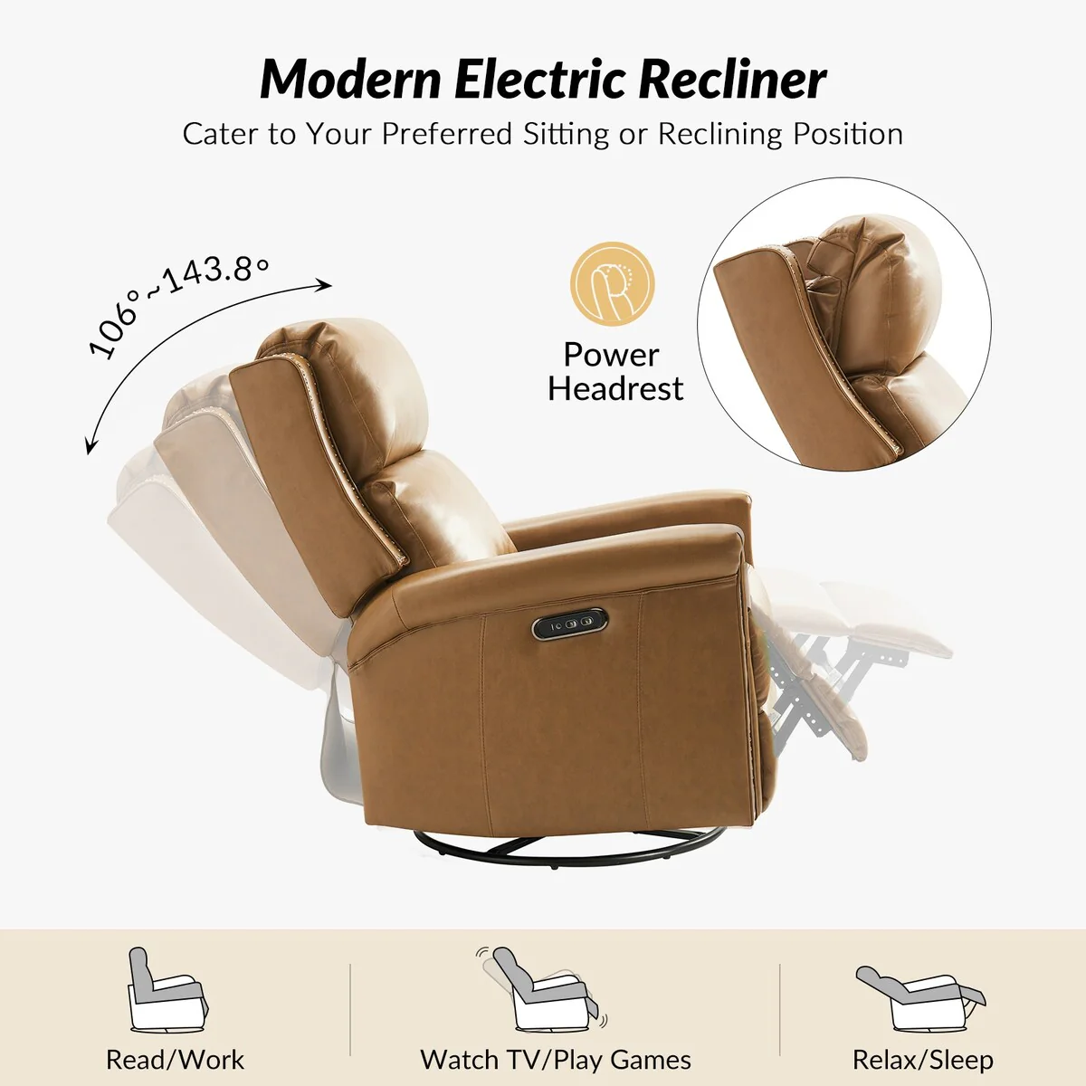 Tobias Traditional Swivel And Rocker Power Recliner by HULALA HOME