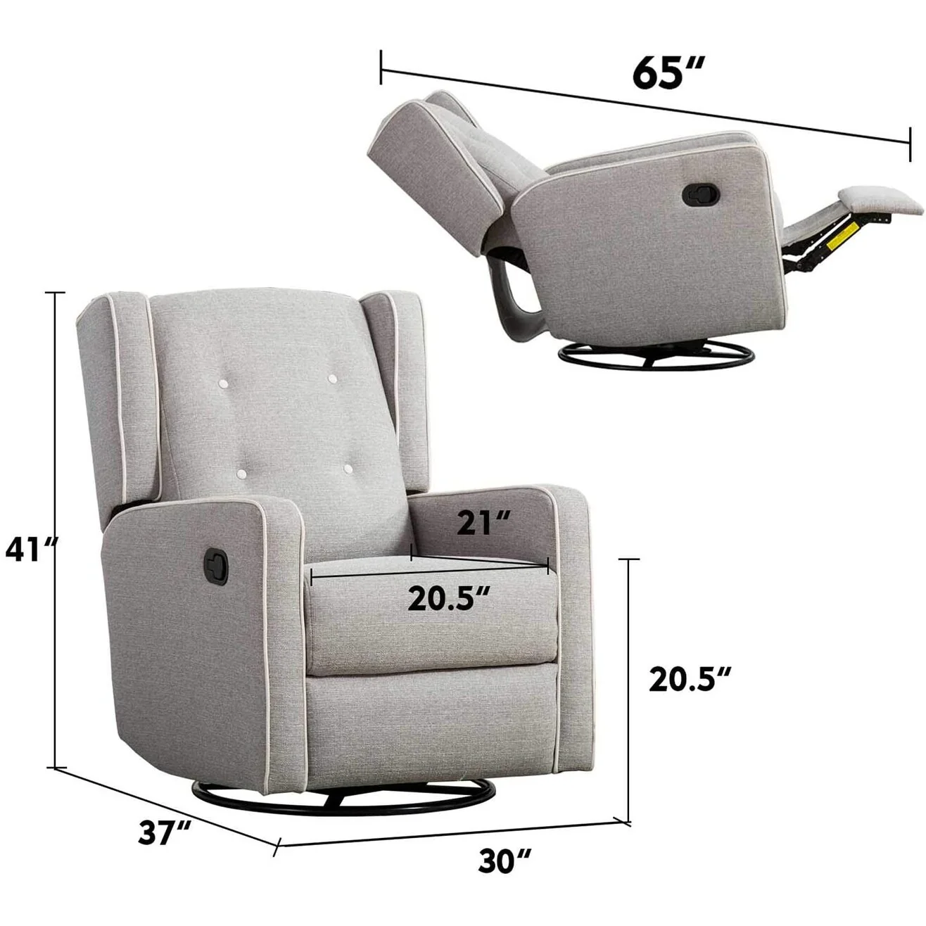 Racing Swivel Rocker Recliner Chair Single Seat Set of two