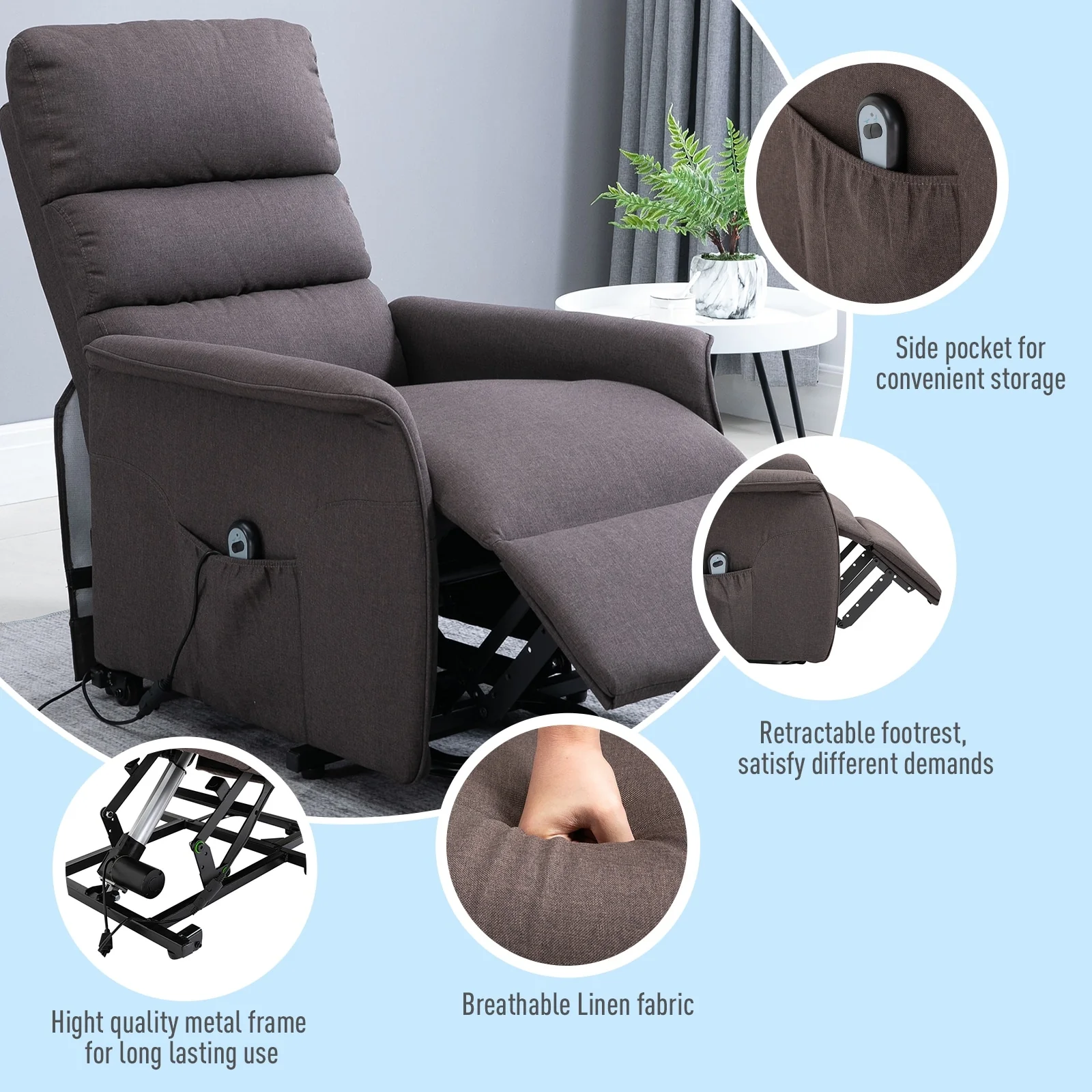 HOMCOM Power Lift Assist Recliner Chair with Remote
