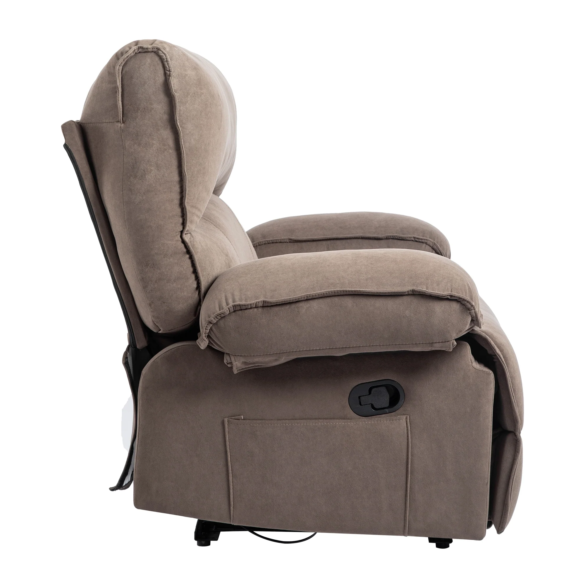 Extra-Wide Push-Back Recliner with Heated Massage Pillow and Plush Fleece Upholstery