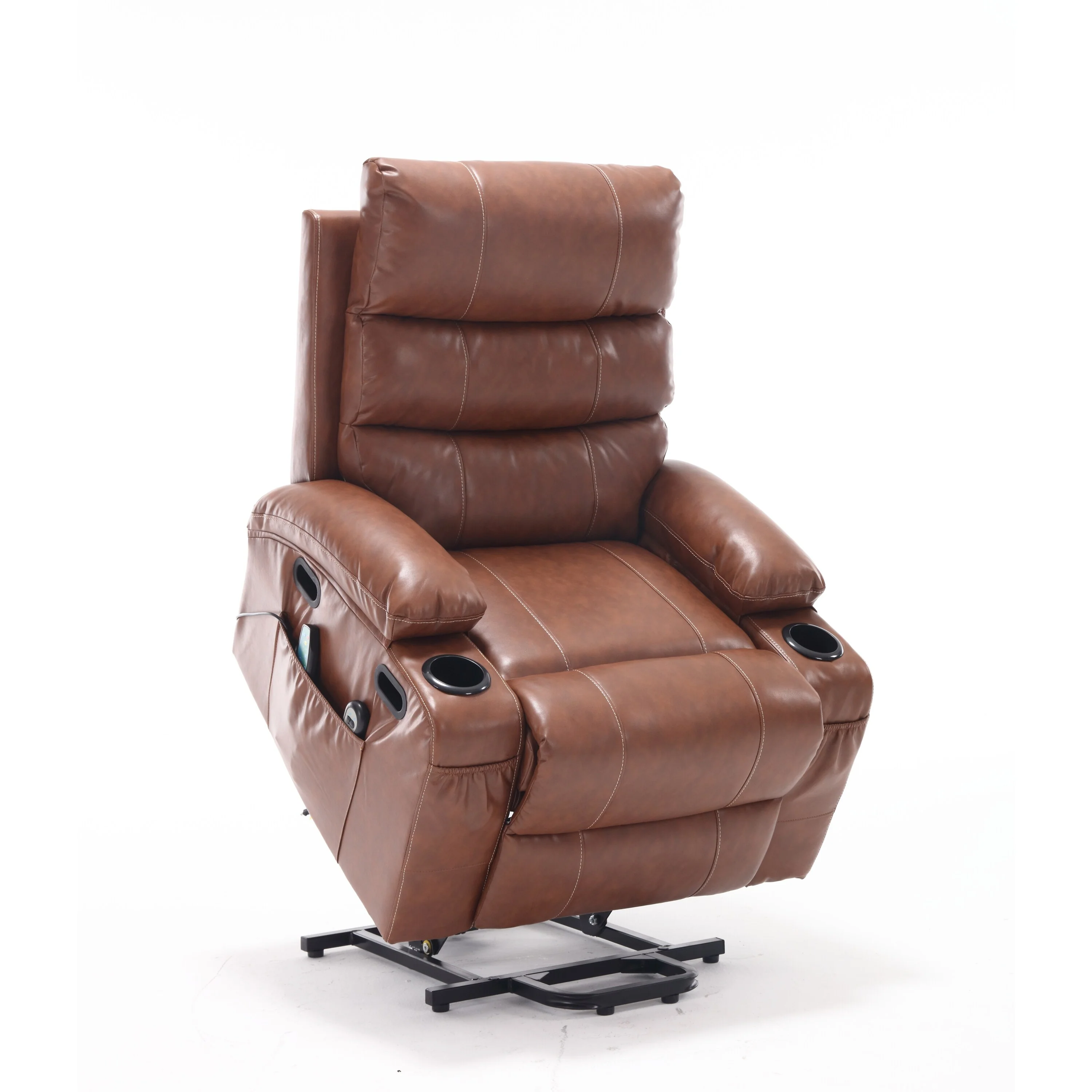 PU Leather Power Lift Recliner with Massage, Heating & Cup Holders