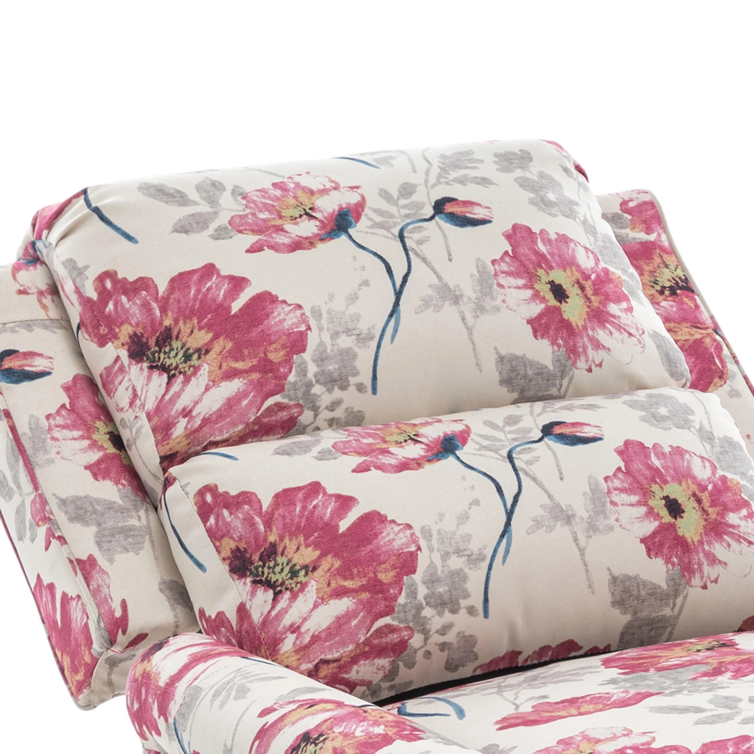 Mid-Century Nailhead PU Leather Linen Recliner