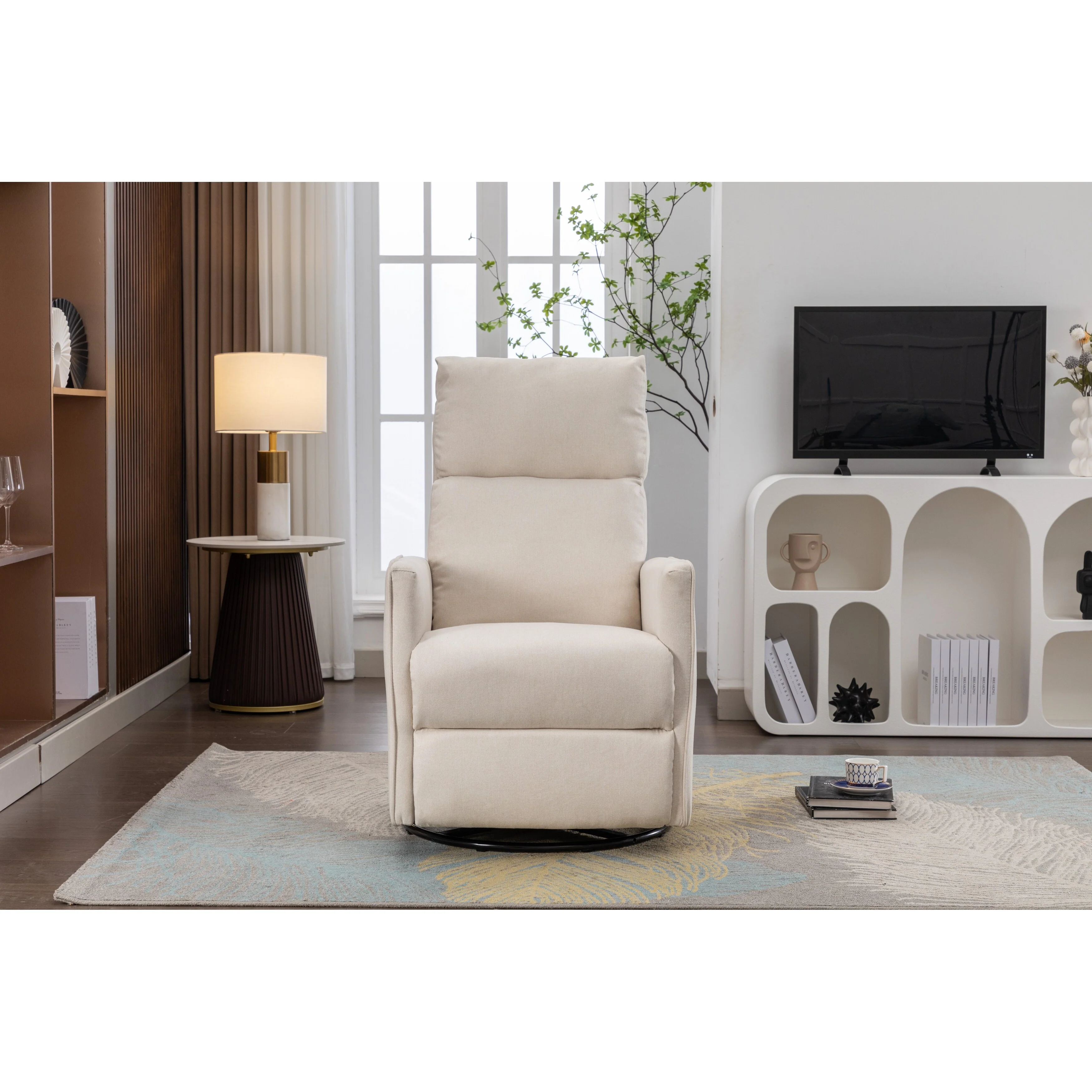 Manual Swivel Rocker Recliner Chair with Adjustable Back & Footrest