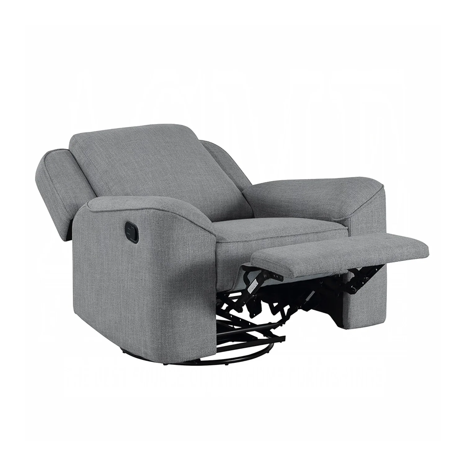 Linen Upholstered Manual Glider Recliner with Swivel in Gray