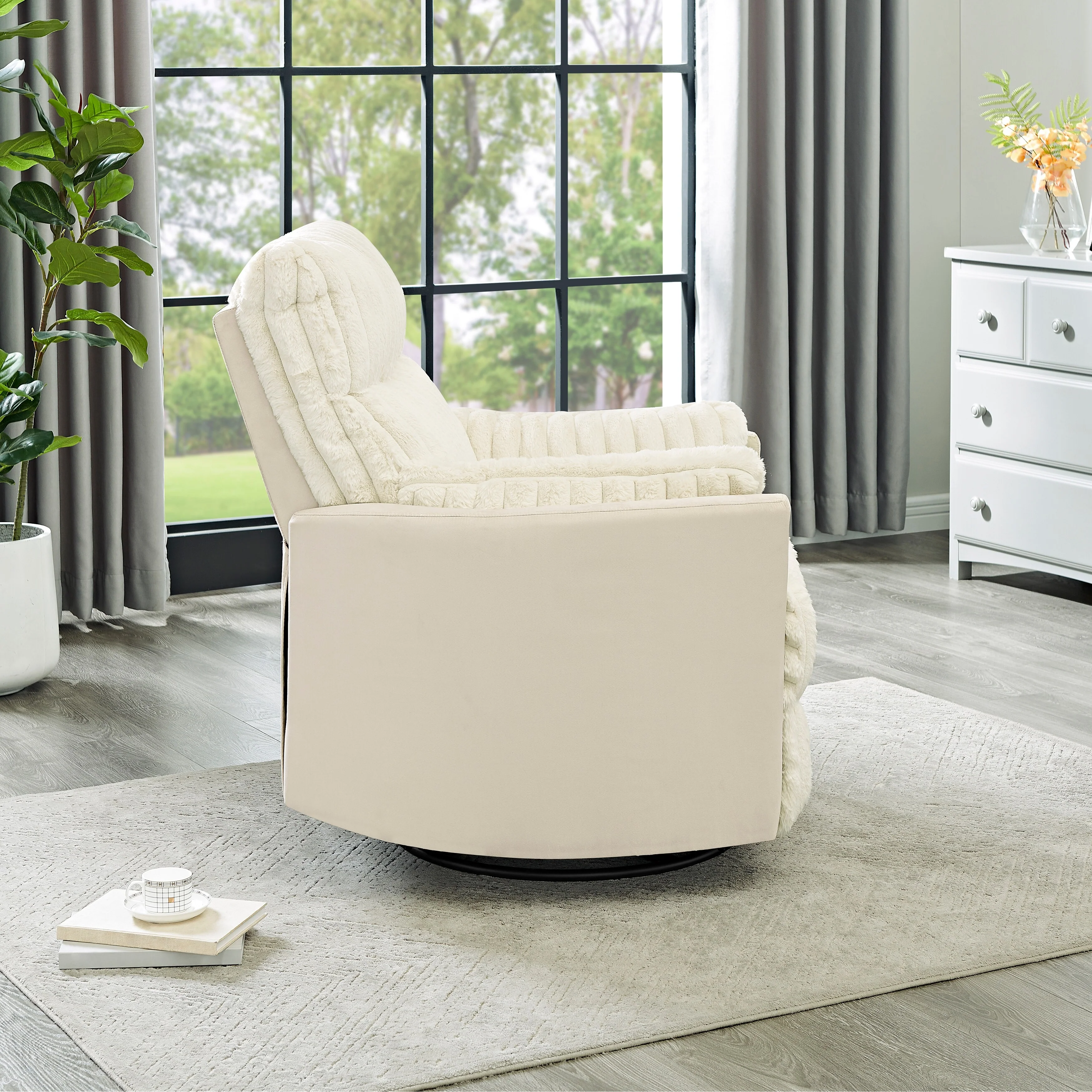 Swivel Recliner Chair with 360�� Rotation, Manual Recline & Plush Arms