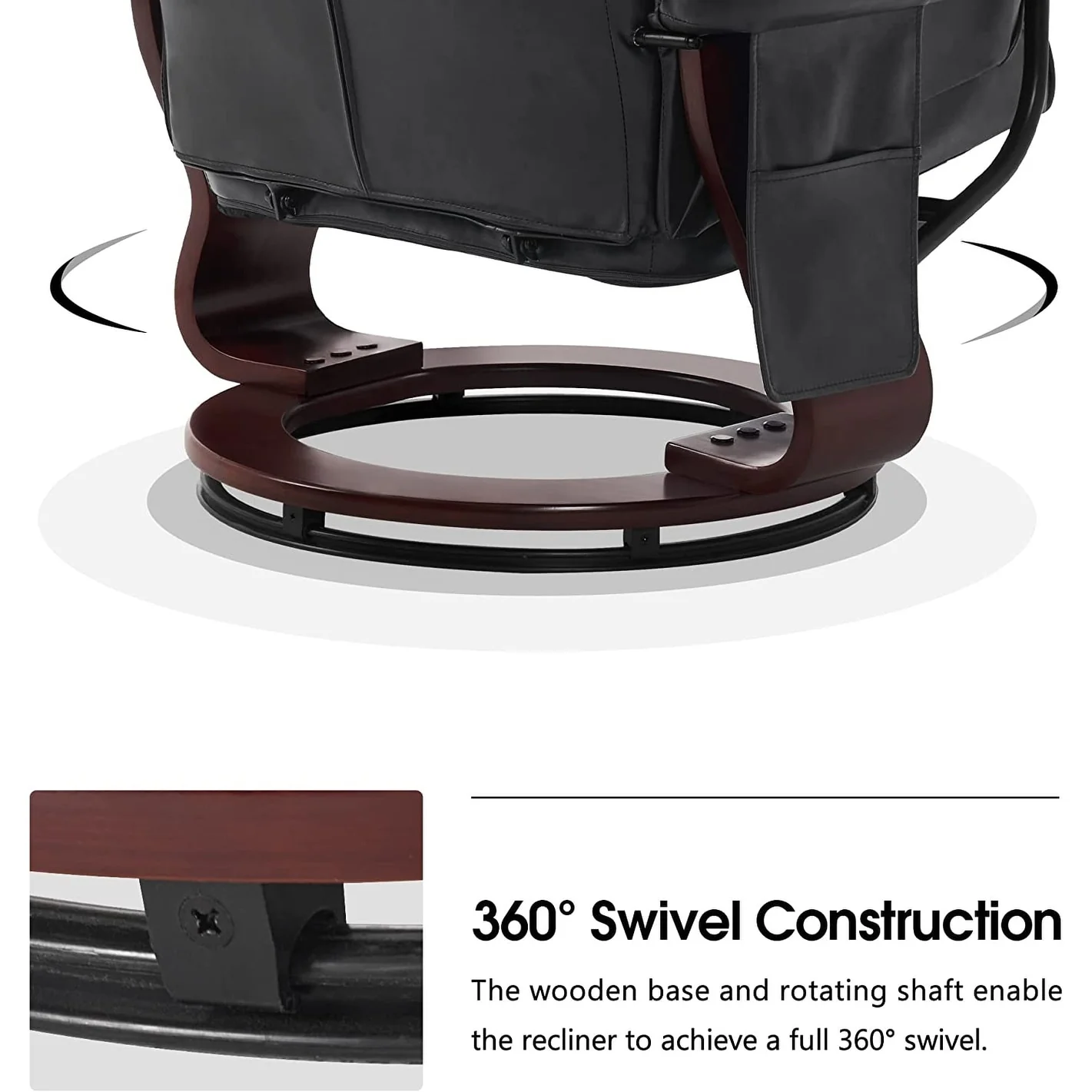 MCombo Swivel Recliners with Ottoman, Vibration Massage TV Chairs with Side Pocket