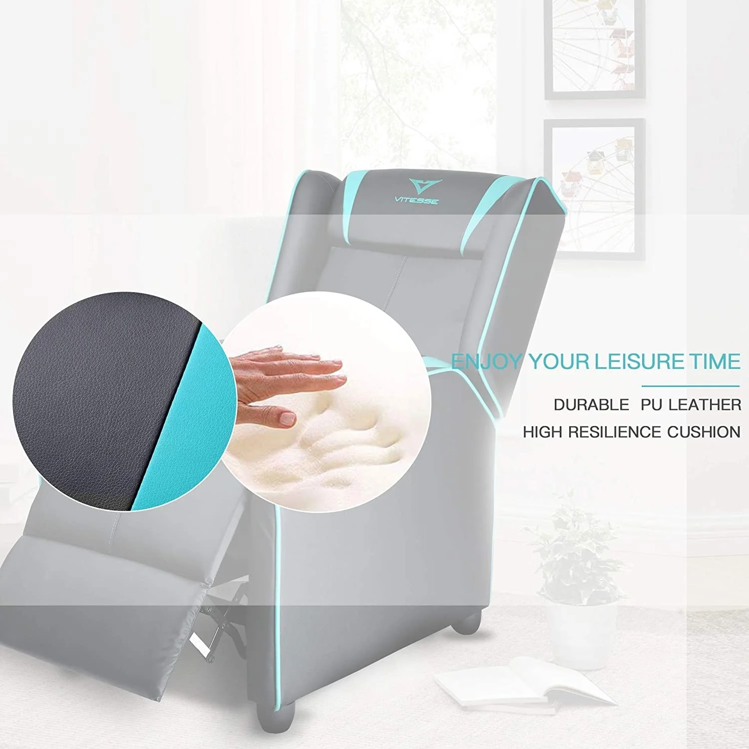 BOSSIN Gaming Recliner Chair Racing Style High Back Chair Living Room Recliners Theater Seating