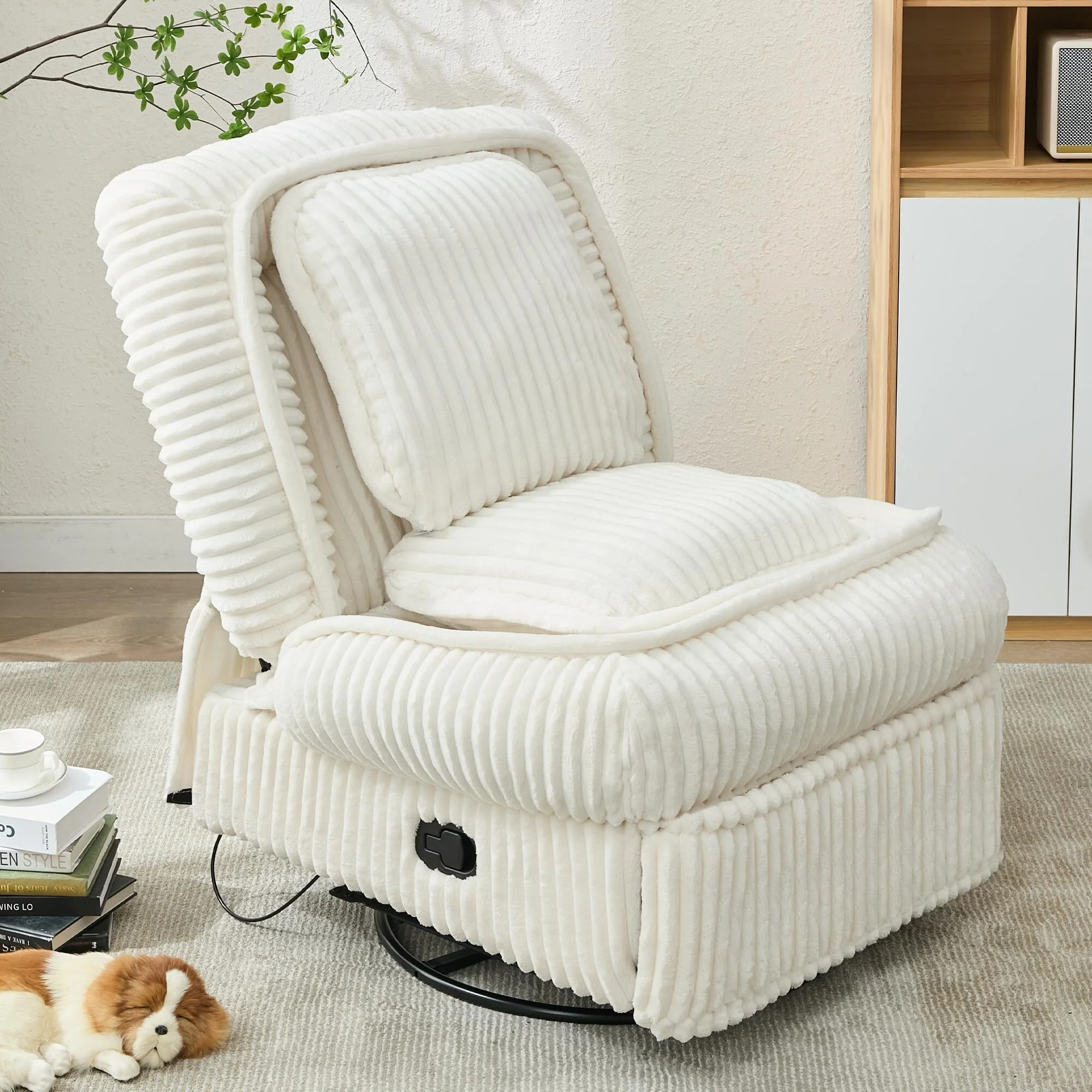 360�� Swivel Rocking Single Sofa,Recliner Sofa, Manual Glider Rocking Armless Chair,Living Room Office