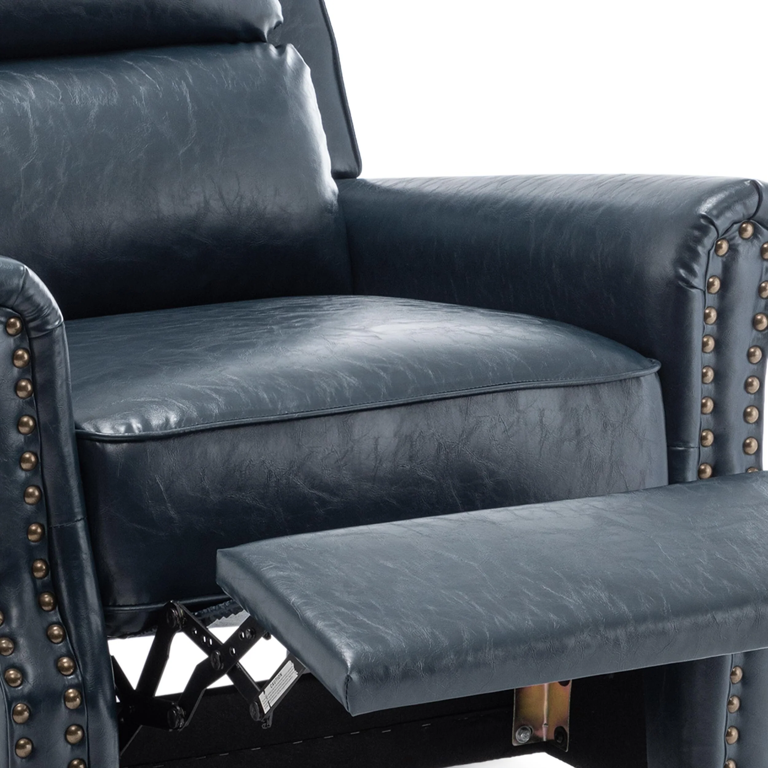 Alisa 35'' W Vegan Leather/ Linen Glider Push Back Recliner Chair