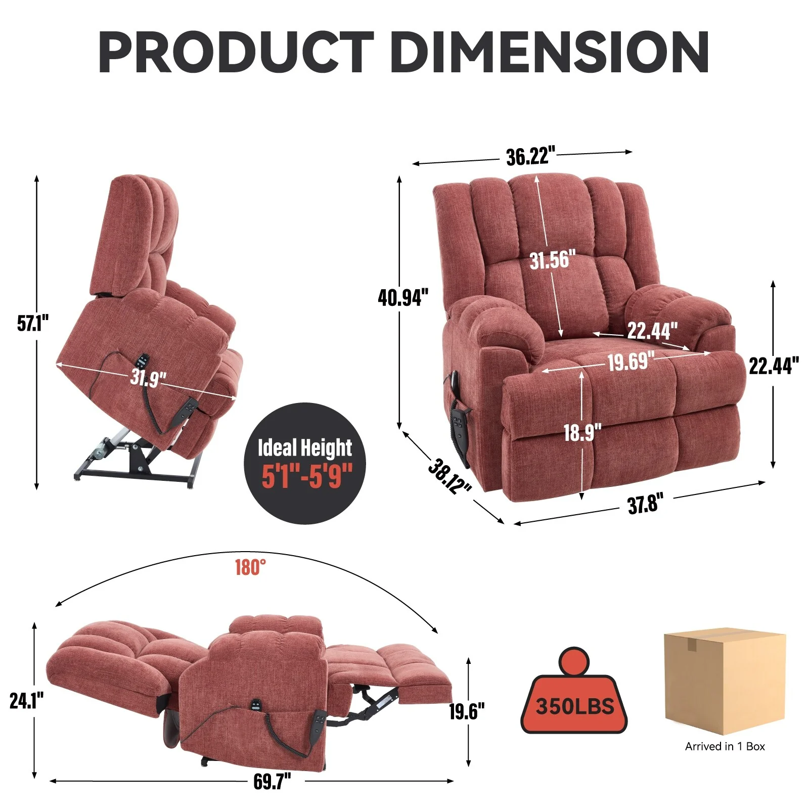 Electric Power Lift Recliners with Power-Remote