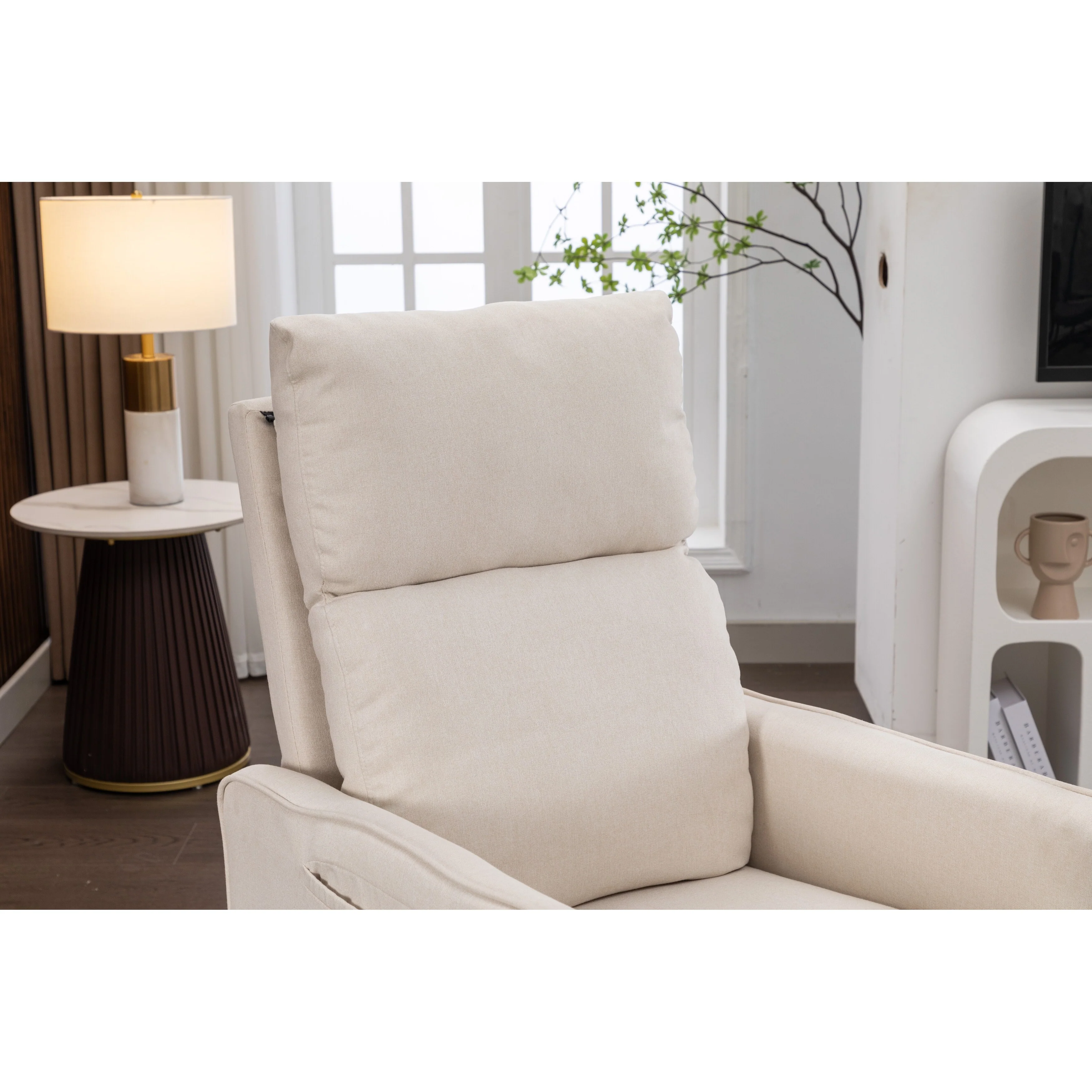 Manual Swivel Rocker Recliner Chair with Adjustable Back & Footrest