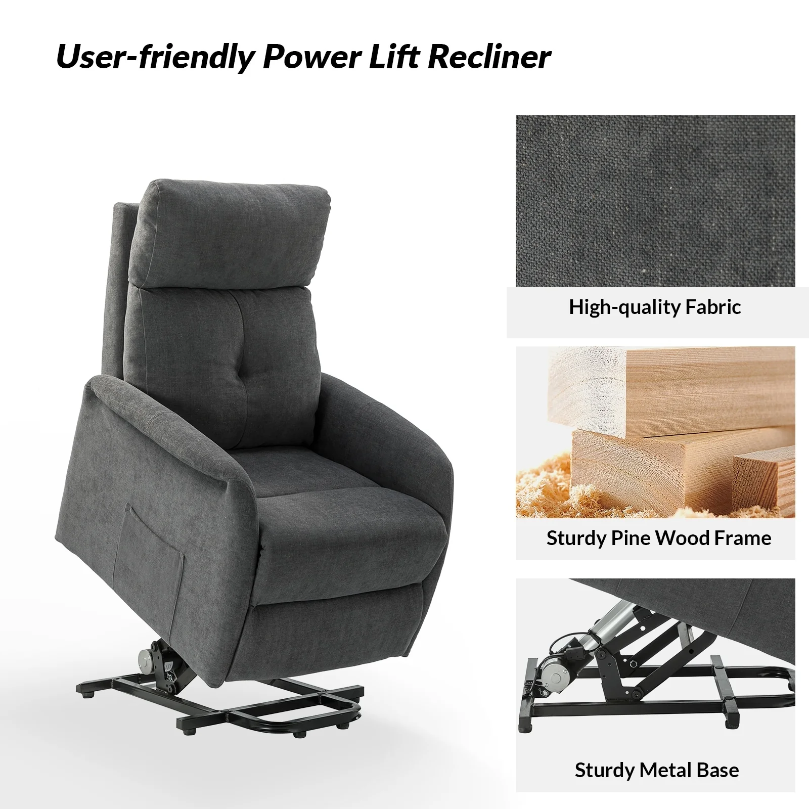 Elisa Power Remote Lift Assist Recliner with Metal Base