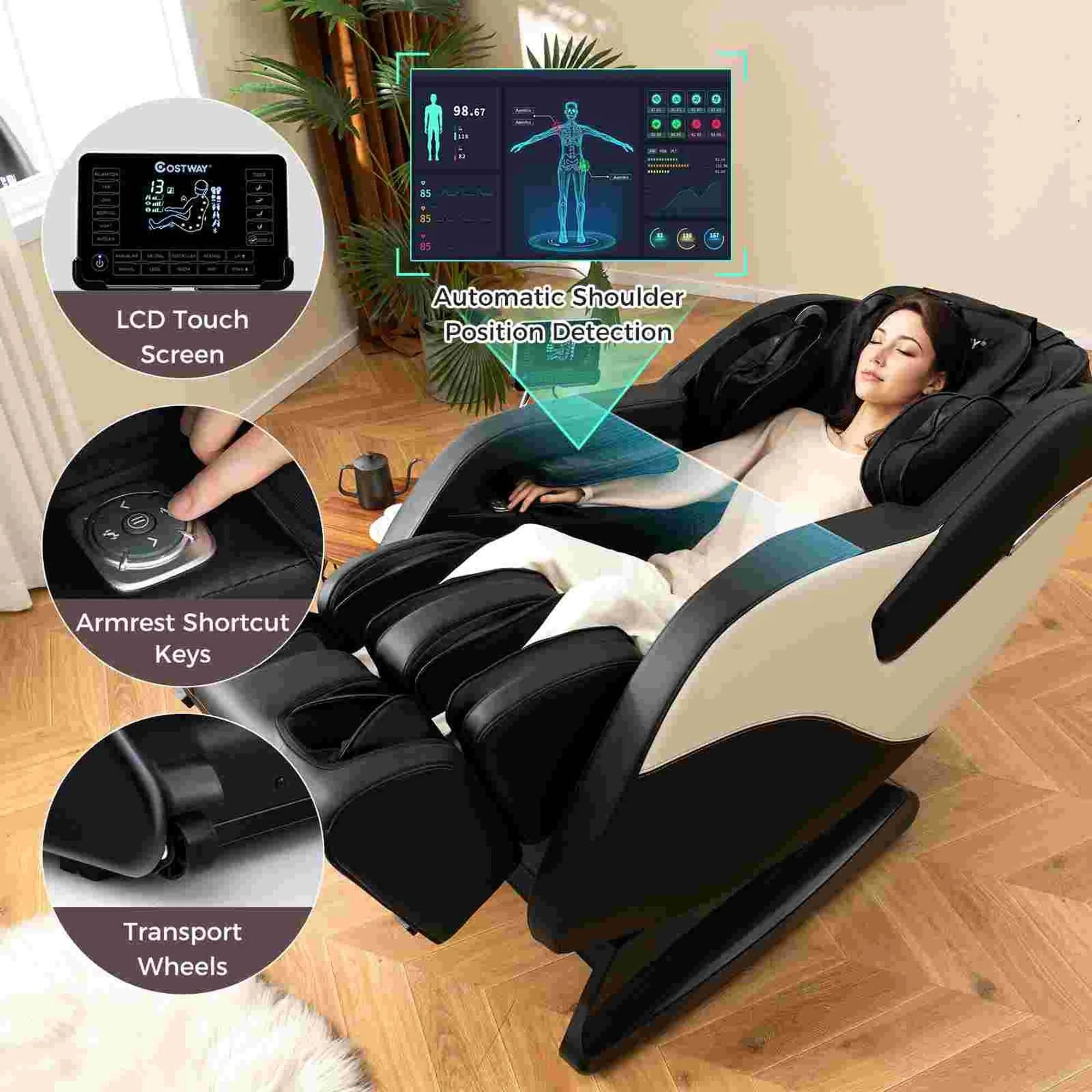 Costway SL Track Zero Gravity Massage Recliner with Thai Stretch Foot