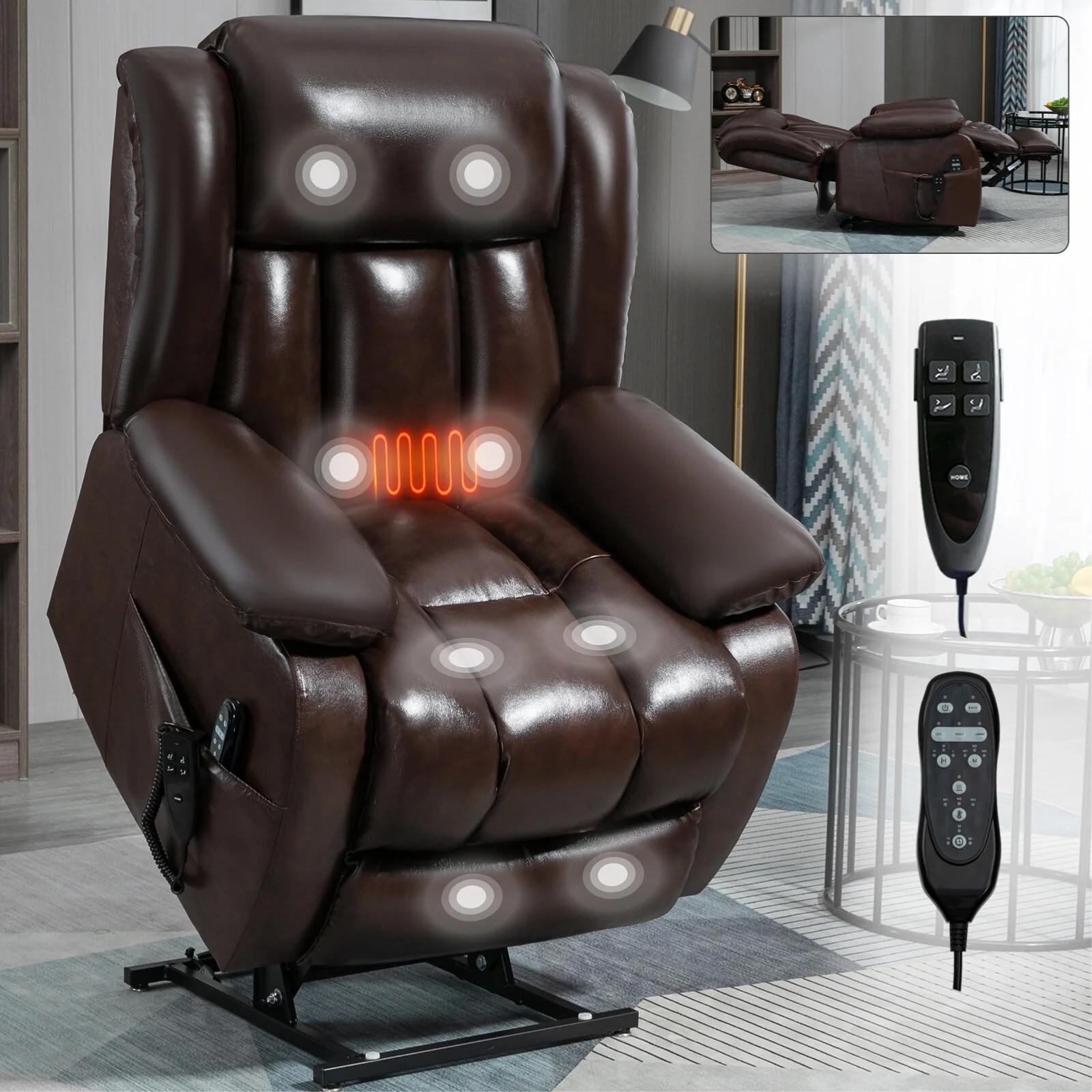 Power Lift Recliner Chair with 8-Point Vibration Massage