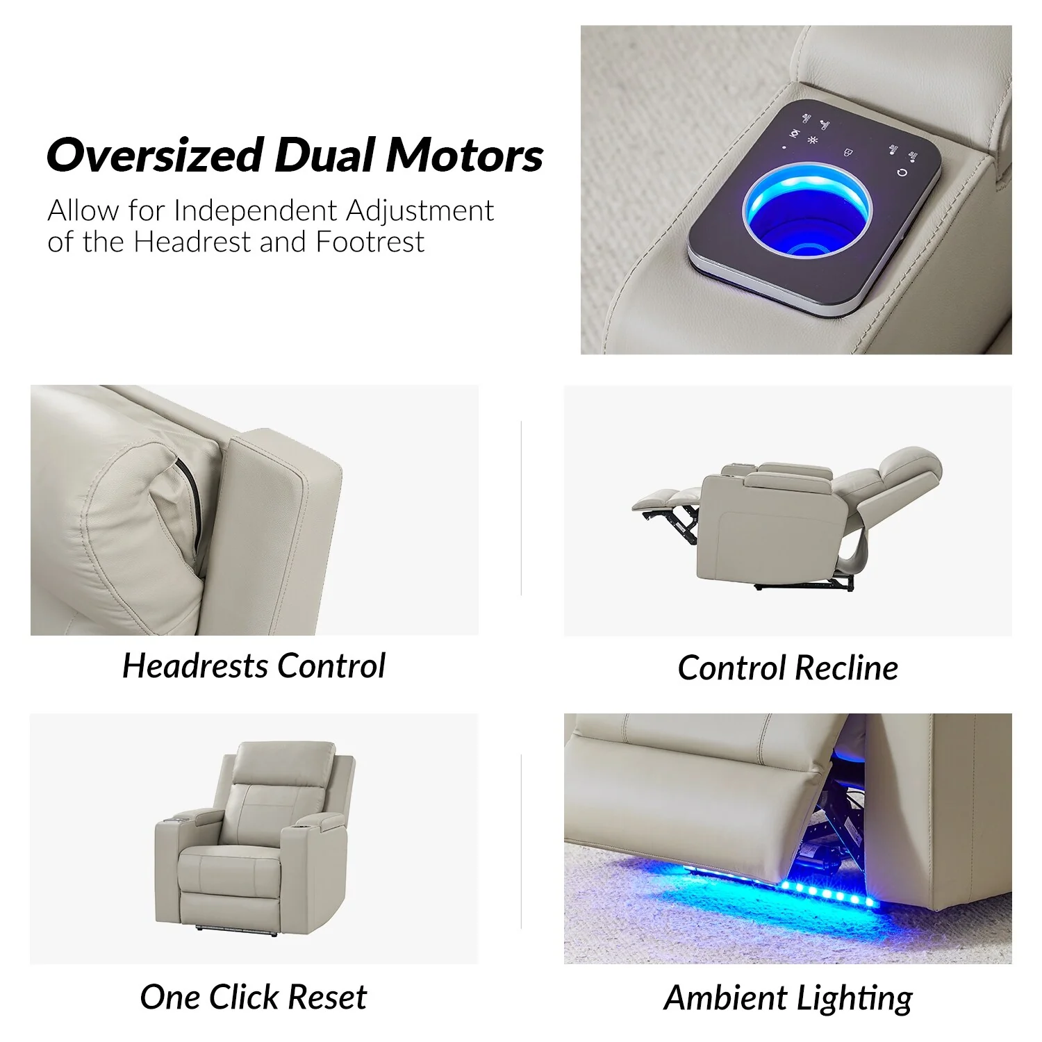 Laura 35.04 Wide Genuine Leather Power Recliner with Adjustable Headrests by HULALA HOME