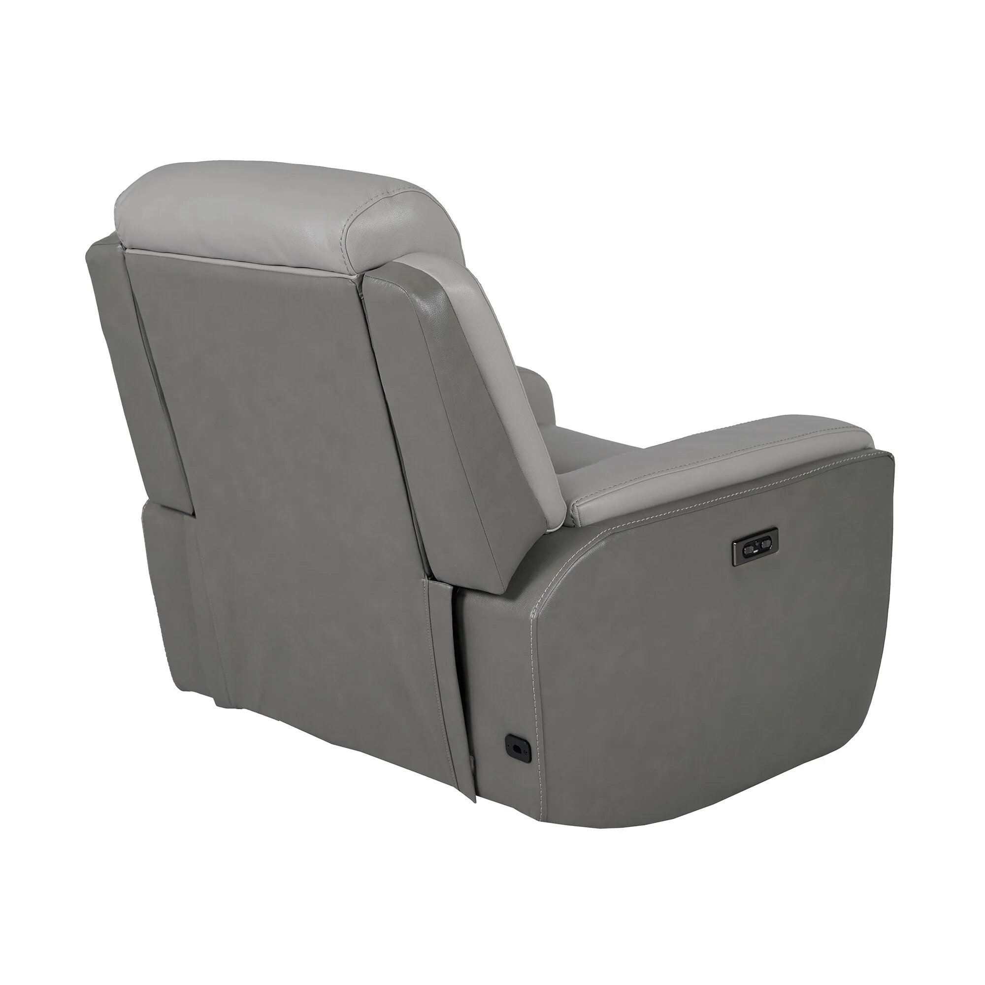 Rosalyn Zero Gravity Silver and Gray Leather Power Recliner with Power Headrest