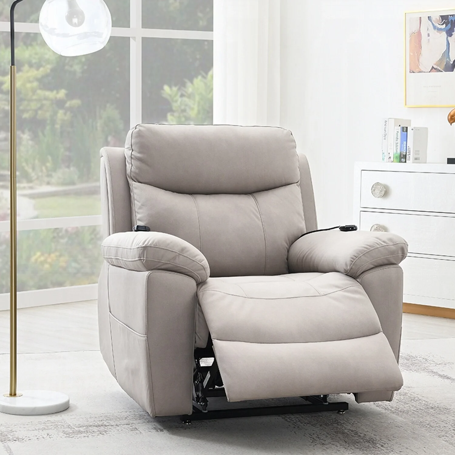 Fabric Upholstered Power Recliner with Heating Design