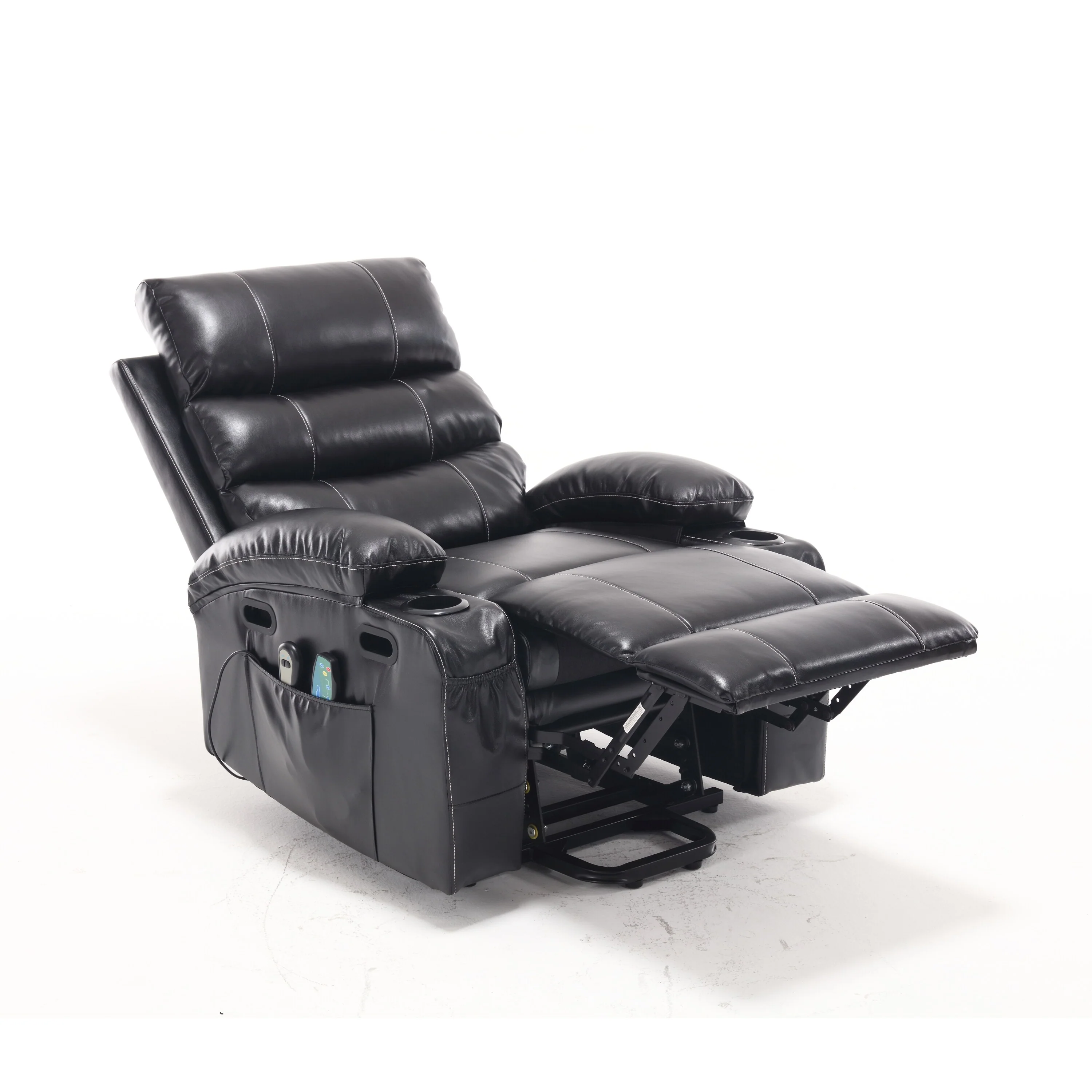 PU Leather Power Lift Recliner with Massage, Heating & Cup Holders