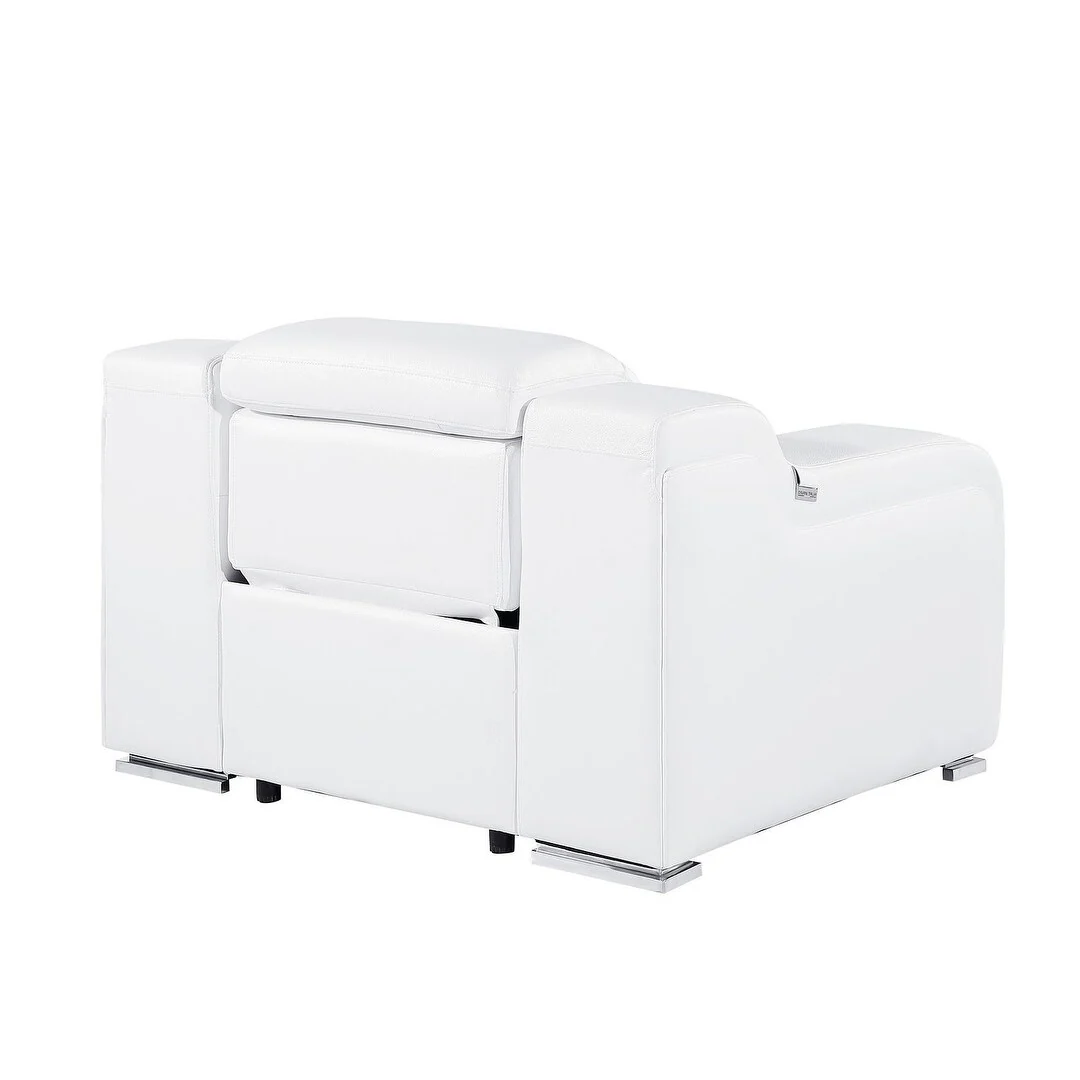 HomeRoots 41 White Italian Leather Wall Hugger Recliner With USB