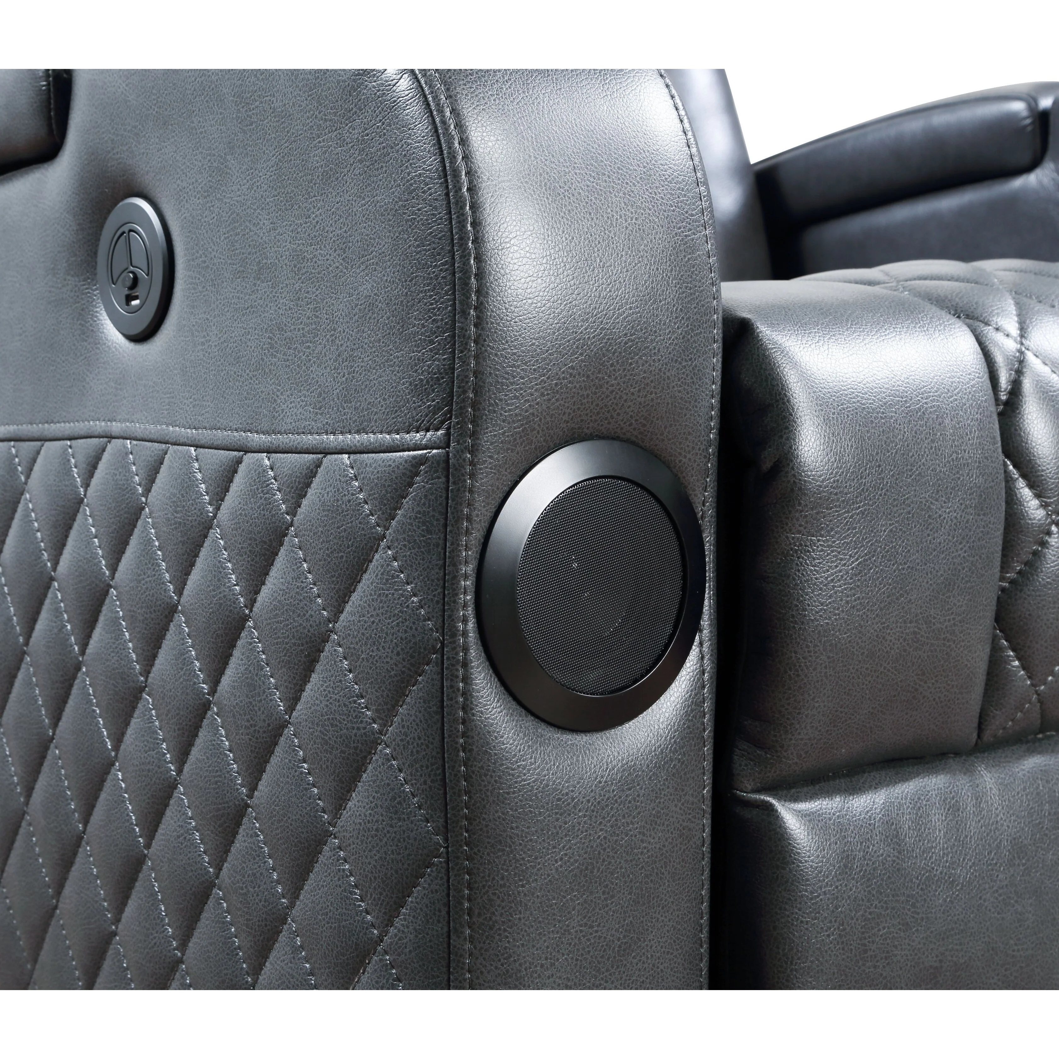 Alair Dark Gray Leather Aire Power Motion Recliner W/Bluetooth, Wireless Charger  Cupholder
