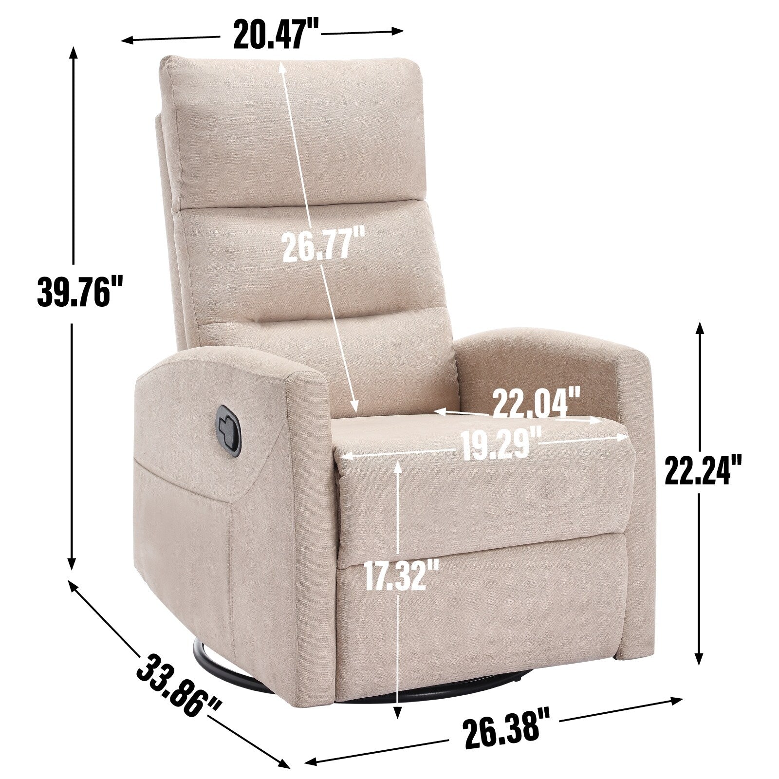 Swivel Rocking Recliner Chair with 155�� Recline & Tool?Free Setup