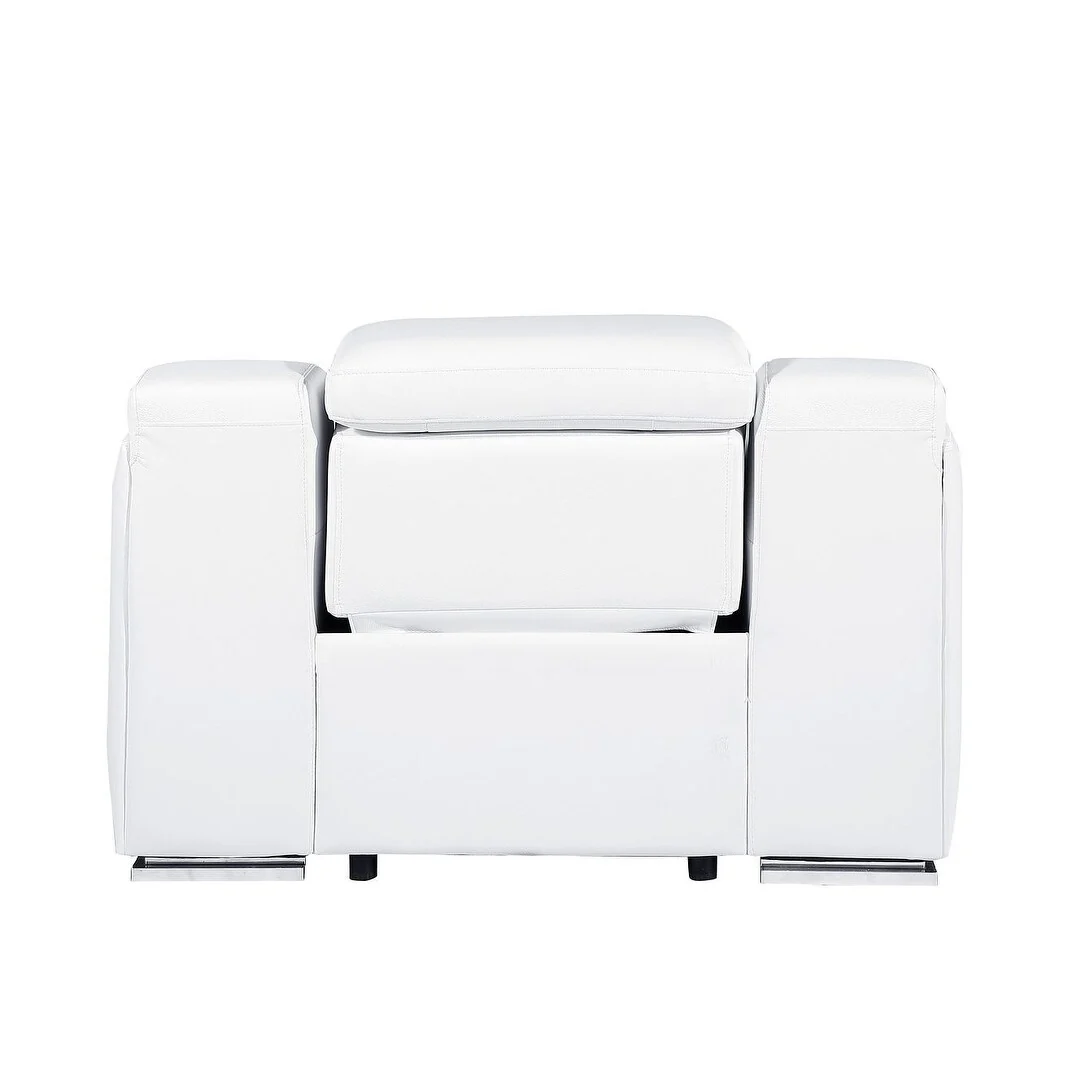 HomeRoots 41 White Italian Leather Wall Hugger Recliner With USB