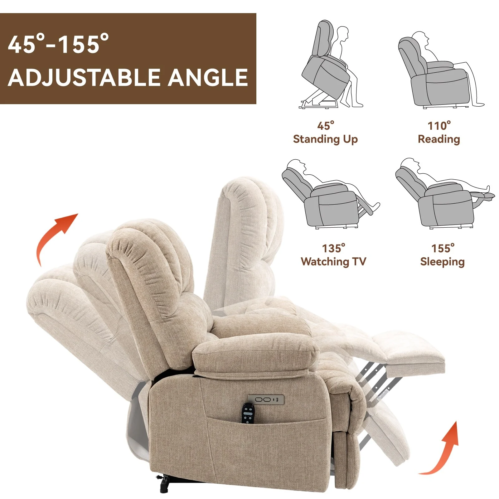 Chenille Power Lift Recliner Chair