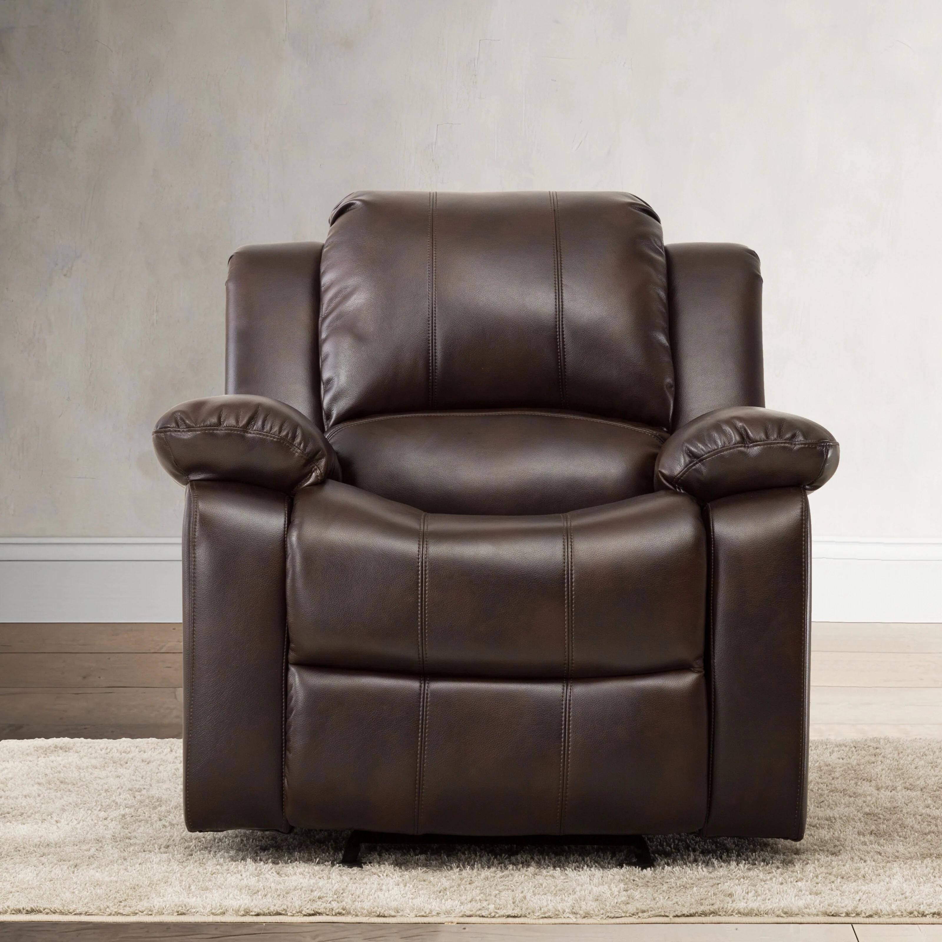 Leather Gel Glider Recliner with Sturdy Wood Frame  Heavy Duty Steel Mechanism