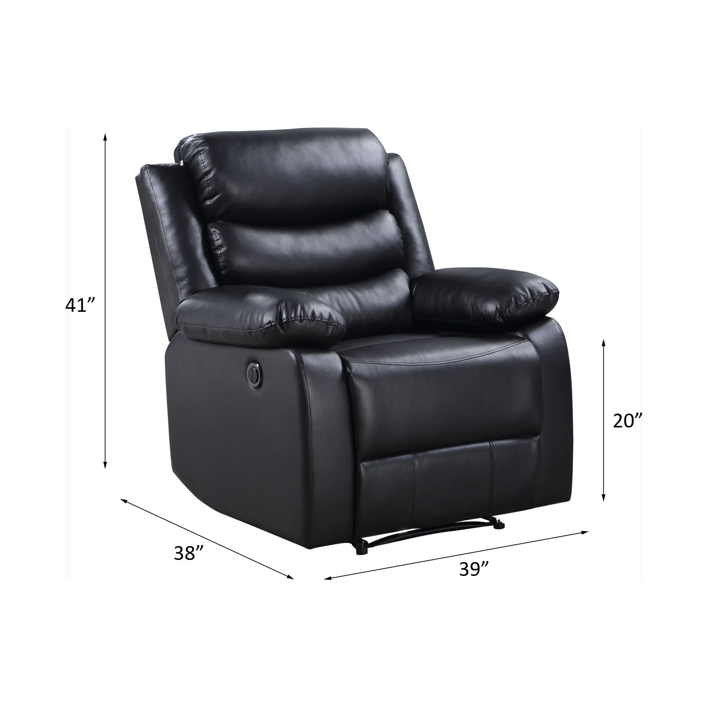 Black Synthetic Leather Power Motion Recliner