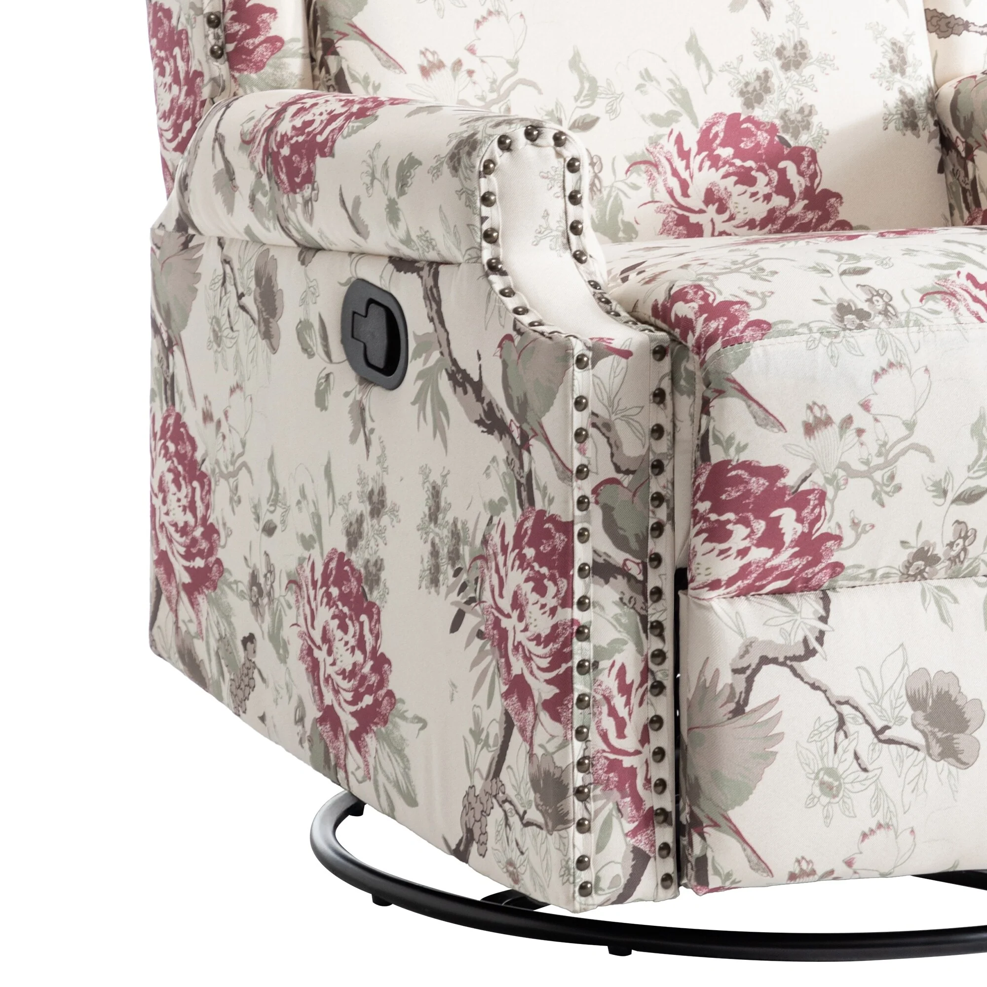 Linen Manual Swivel Base Recliner Chair with Footrest