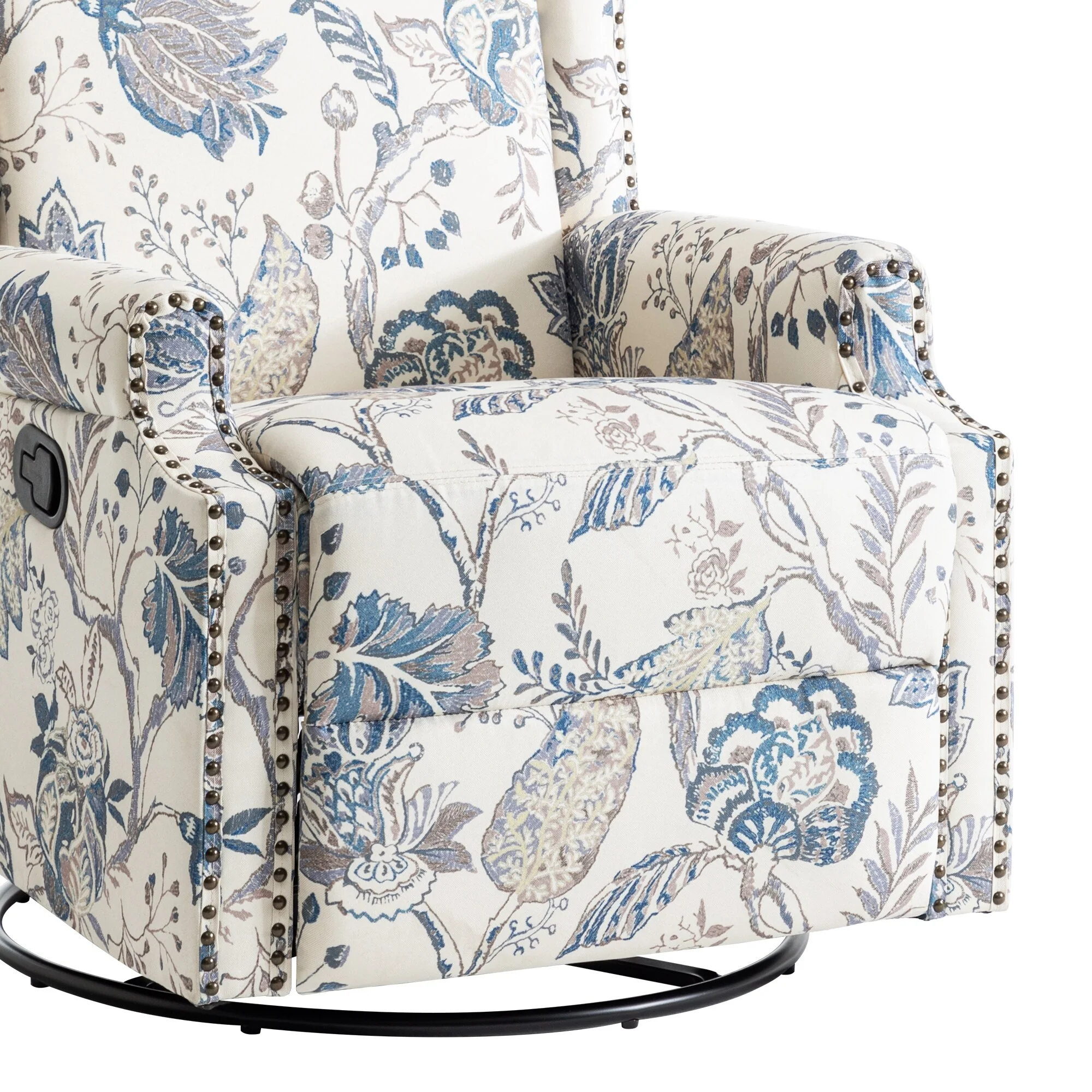 Linen Manual Swivel Base Recliner Chair with Footrest