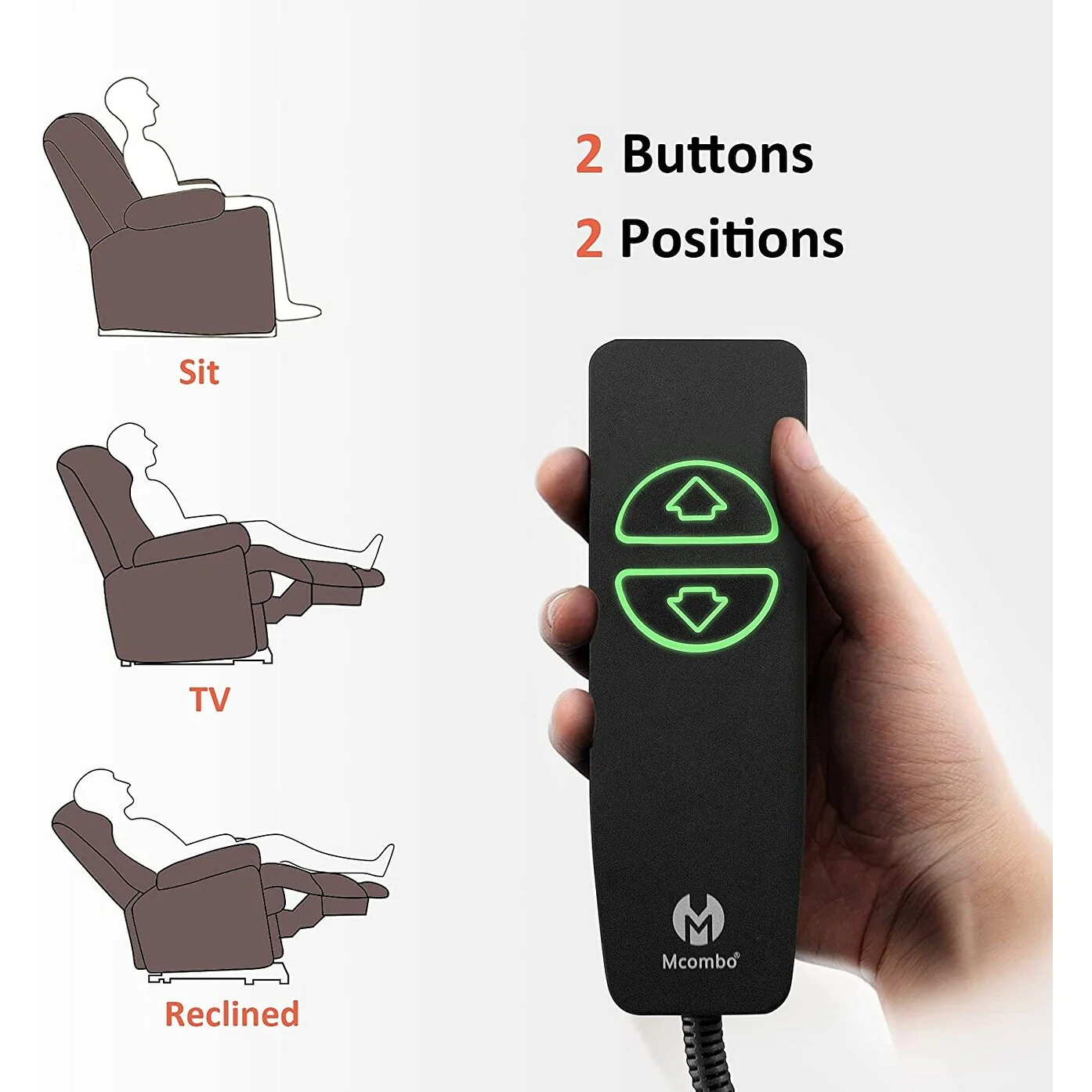 Mcombo Electric Power Recliner Chair with Massage and Heat, Faux Leather 7050