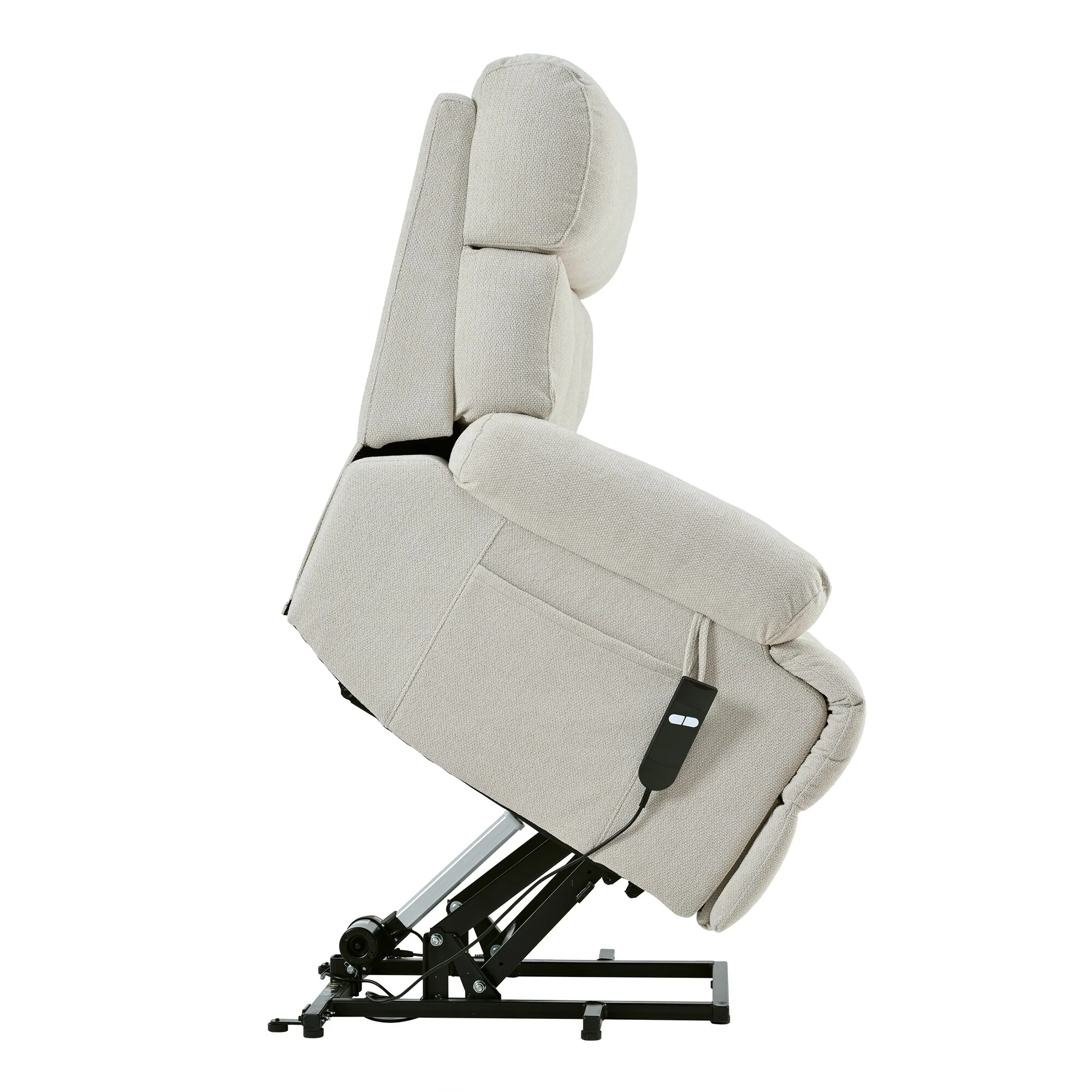Flannel Power Lift Recliner with Side Pocket