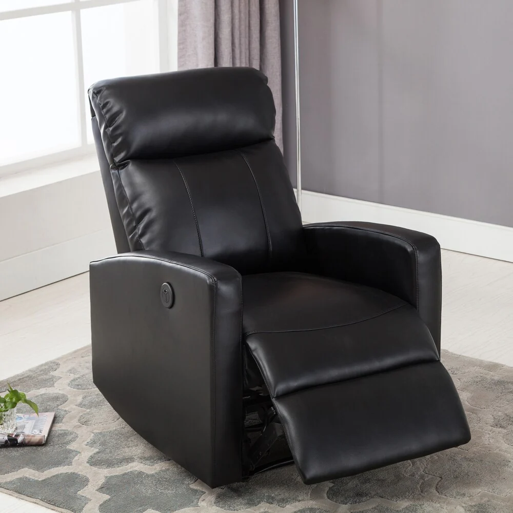 AC Pacific Modern Faux Leather Small Powered Reading Recliner