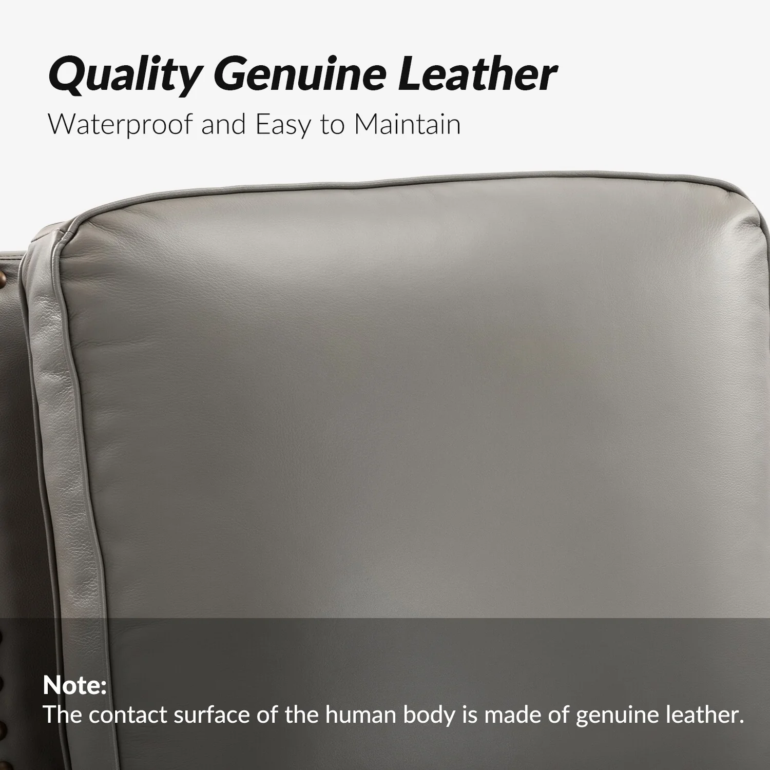 Cigar Mid-century Modern Genuine Leather Recliner with Nailhead Trim by HULALA HOME