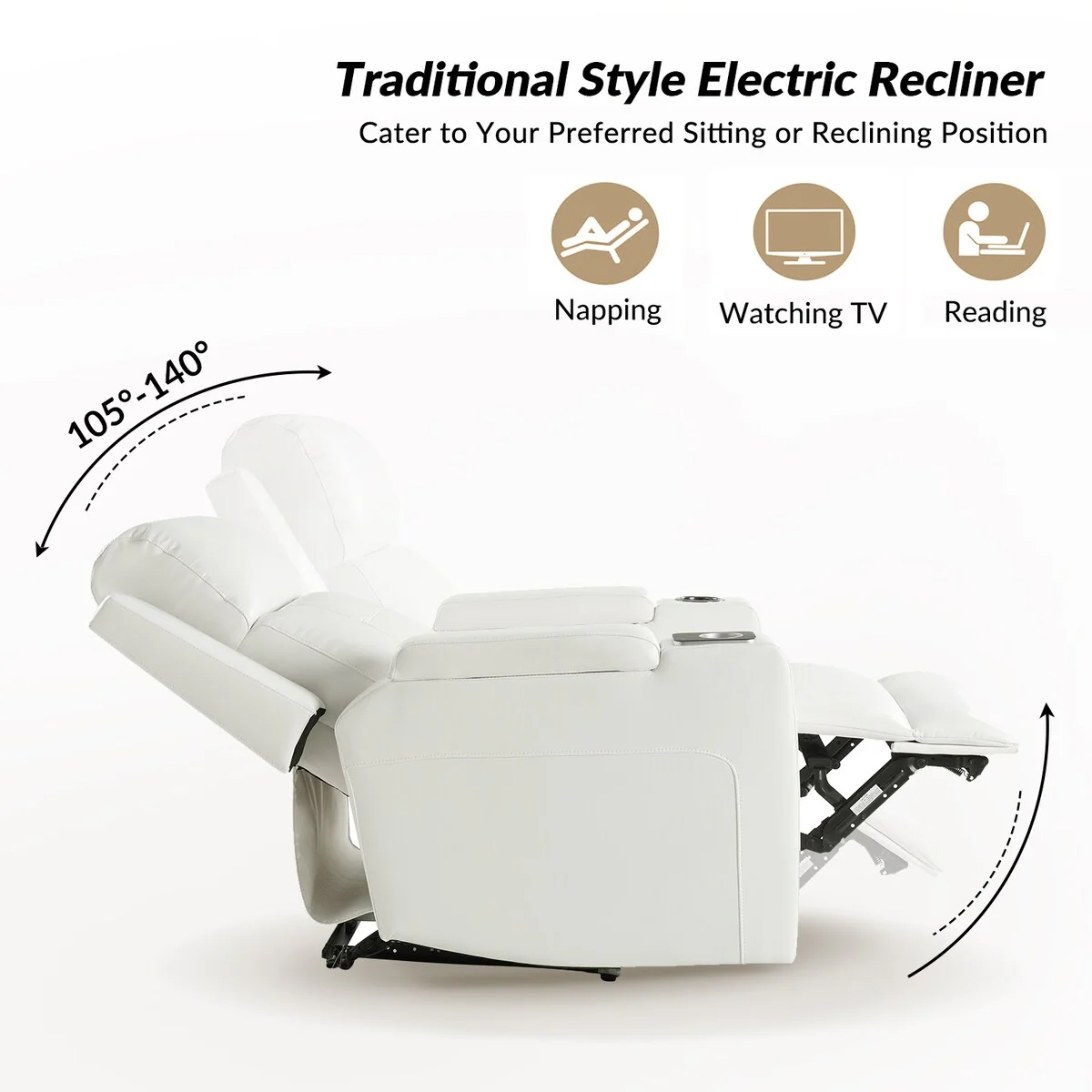 Marion Classic 35.5 Wide Power Recliner with Cup Holder by HULALA HOME