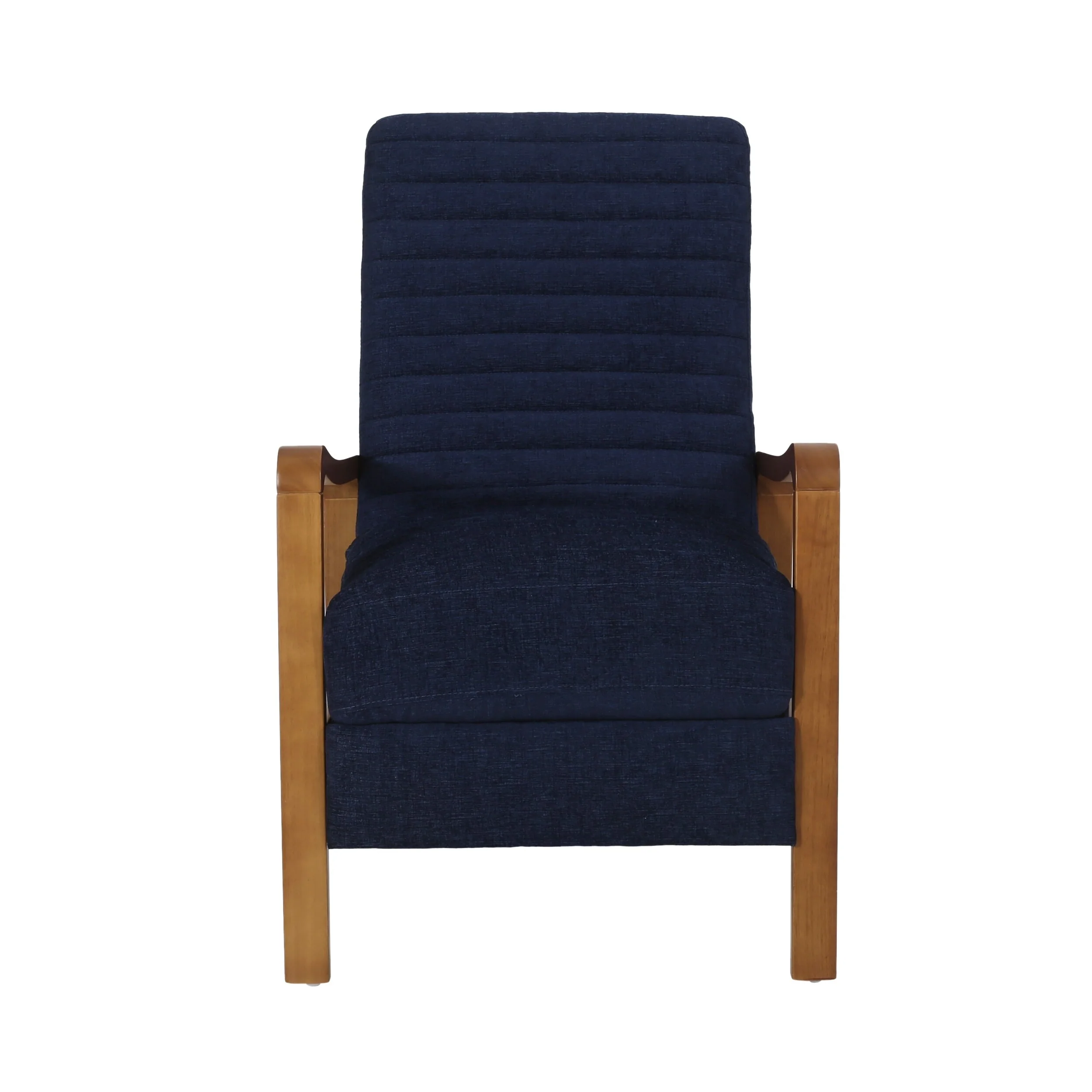 Roomfitters Fabric Wood Hand Manual Club Recliner, Comfortable Recliner for Living Room, Navy Blue