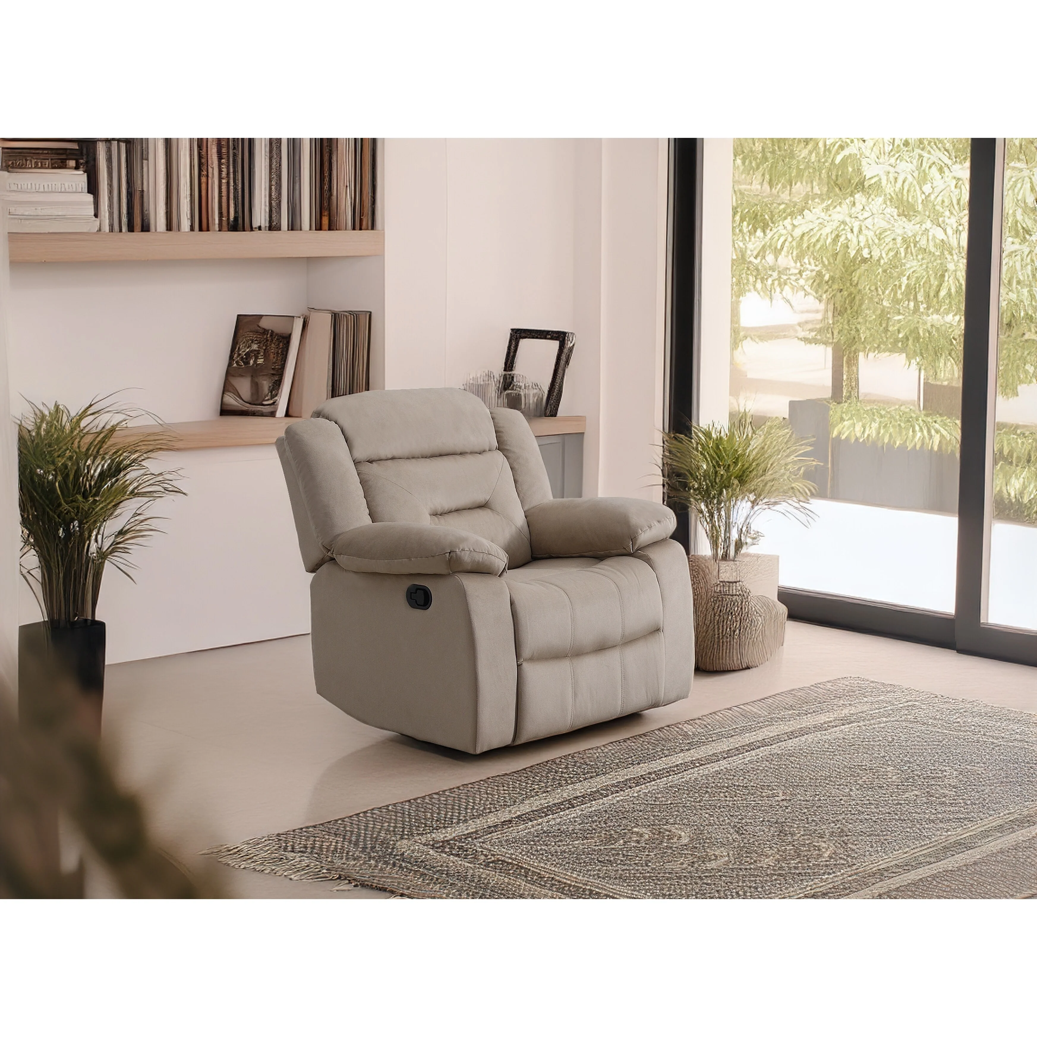 Luxurious Velvet Single Recliner with Plush Arm Pillows and Cushioned Headrest for Ultimate Relaxation