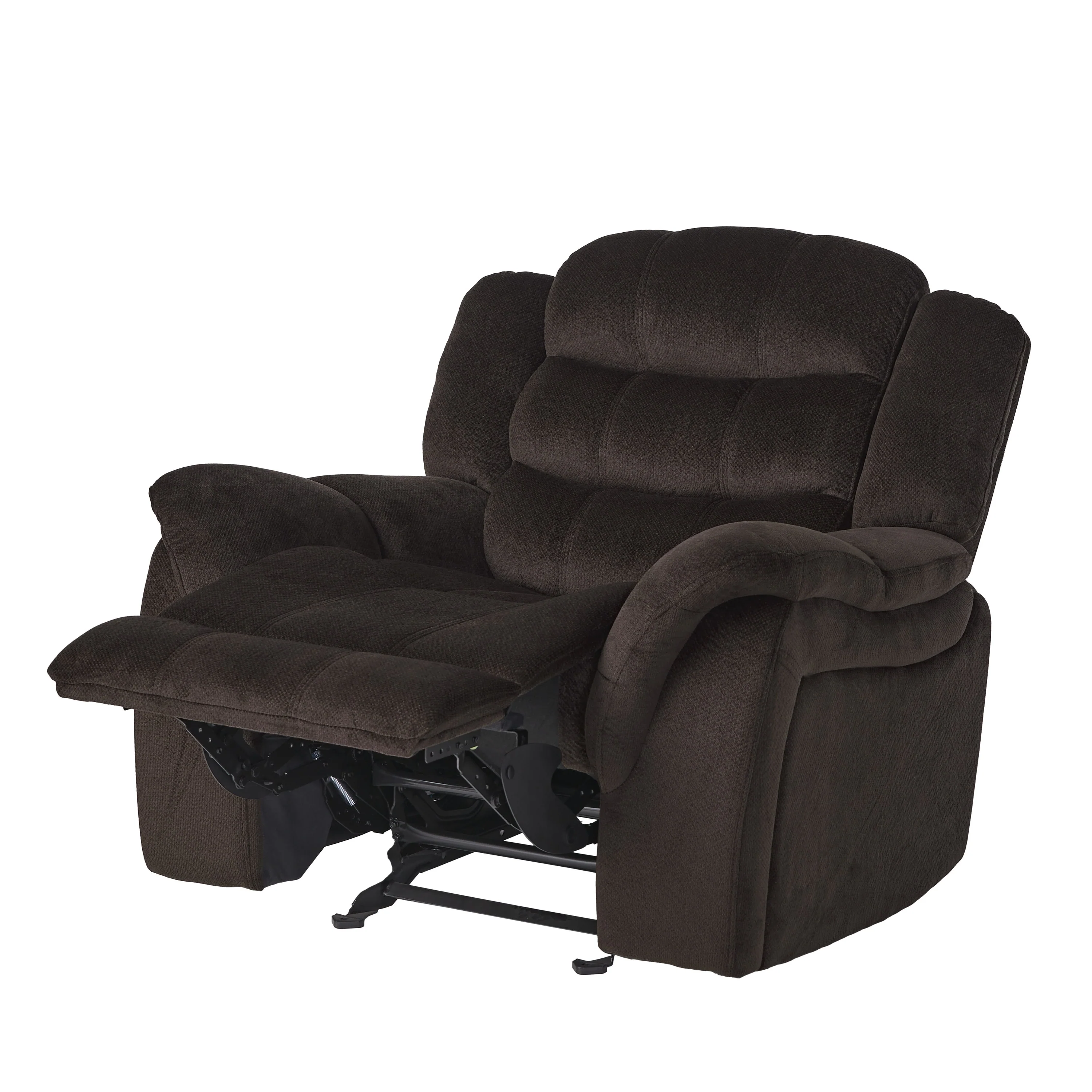 Roomfitters Classic Design, Brown Plush Fabric, Glider Recliner