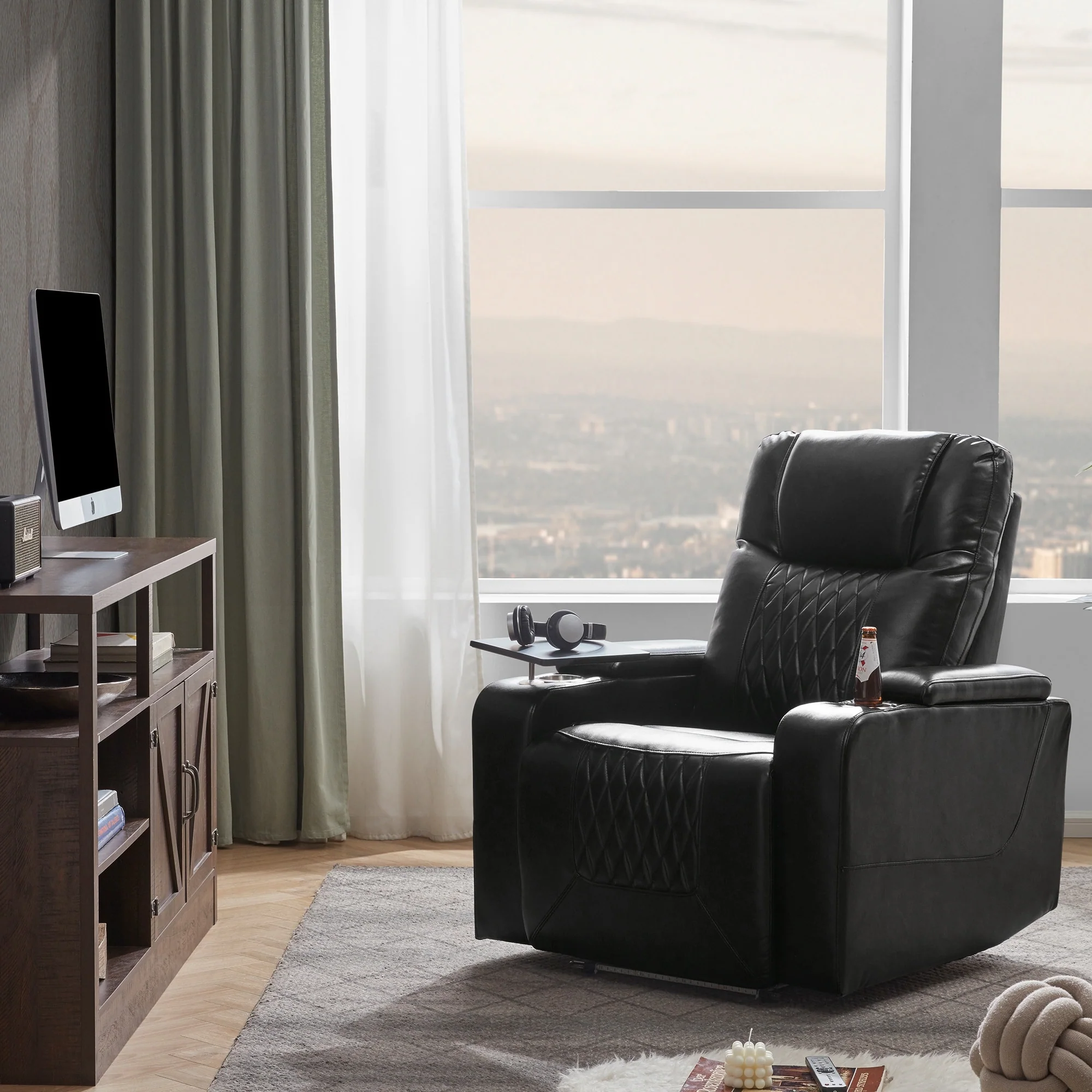 Nestfair Power Motion Recliner with 2 Cup Holders and 360�� Swivel Tray Table