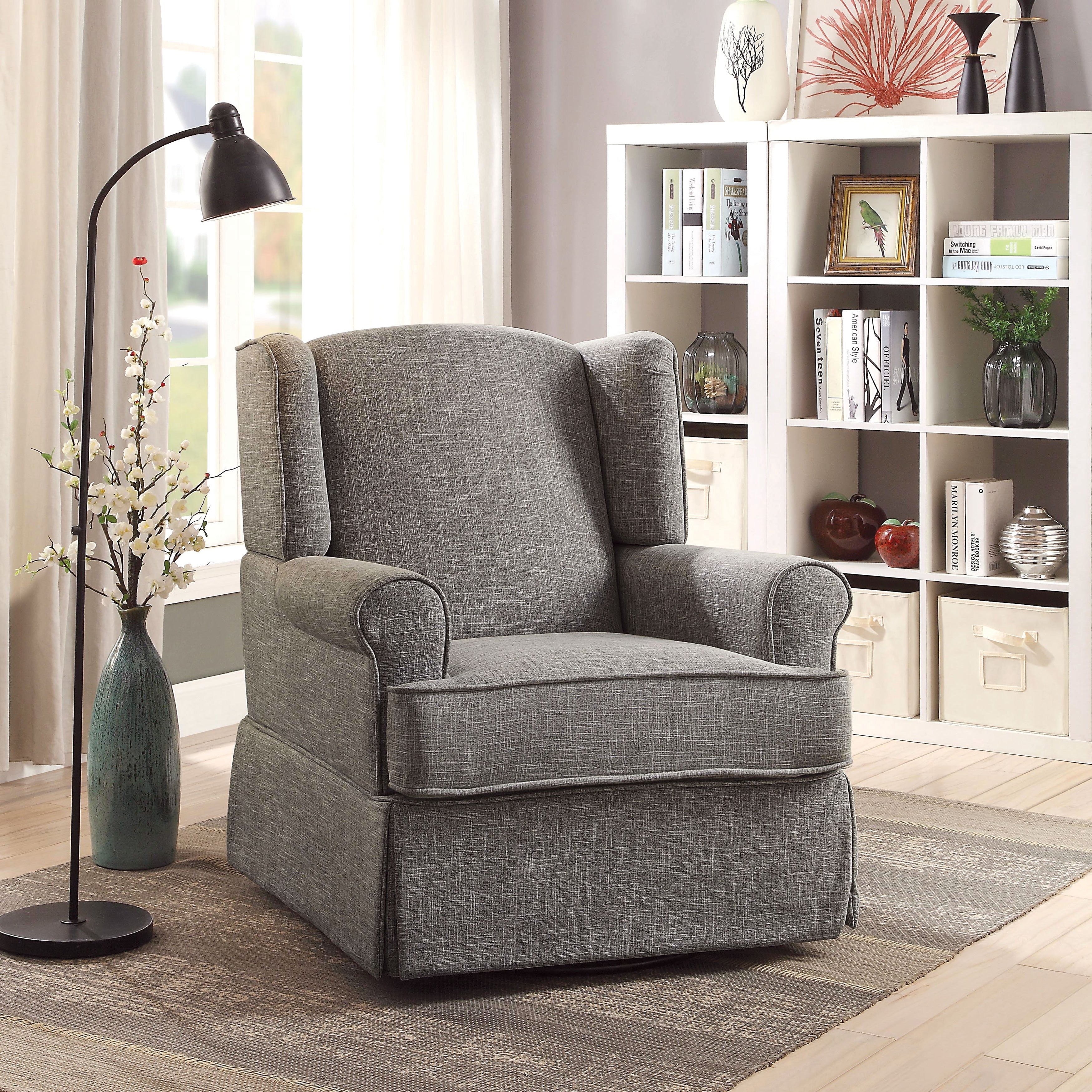 Keal Transitional Fabric Upholstered Skirted Glider Rocker Chair by Furniture of America