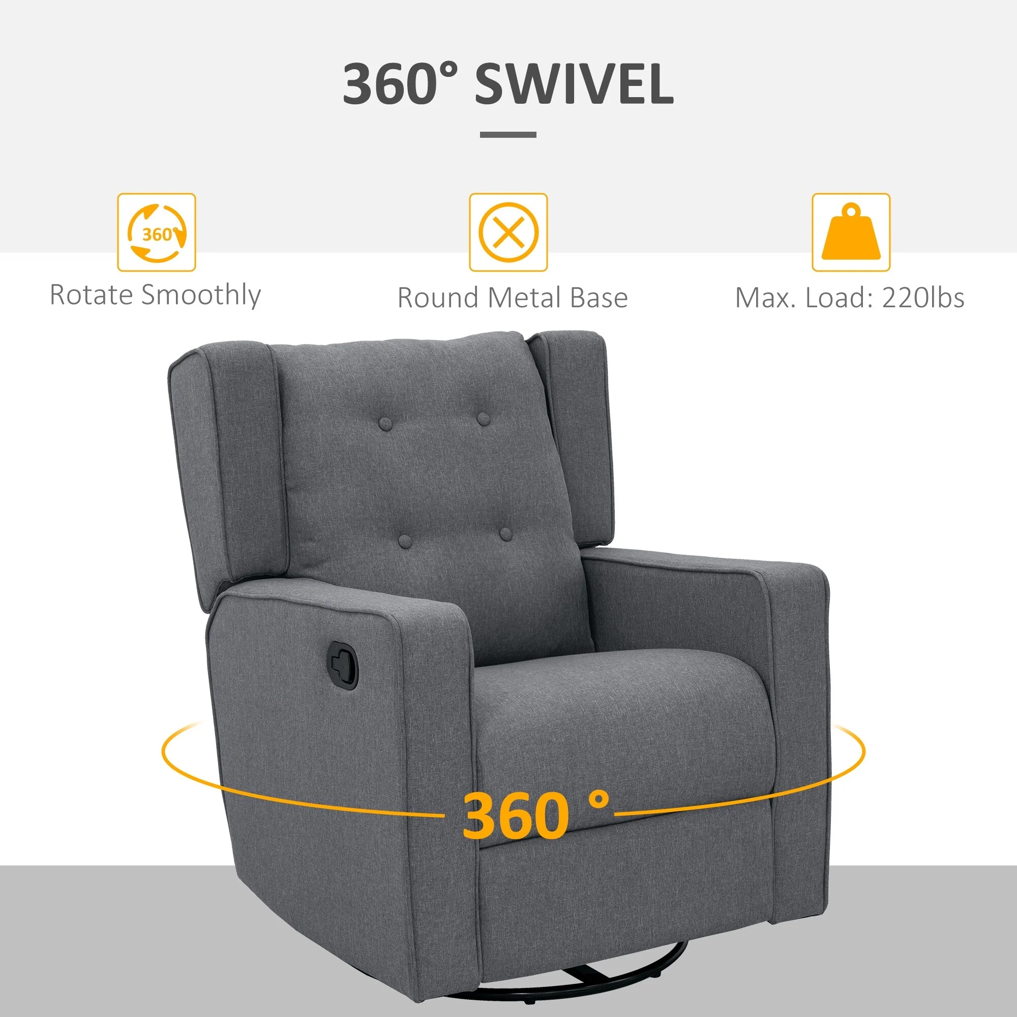 Wingback swivel recliner chair glider