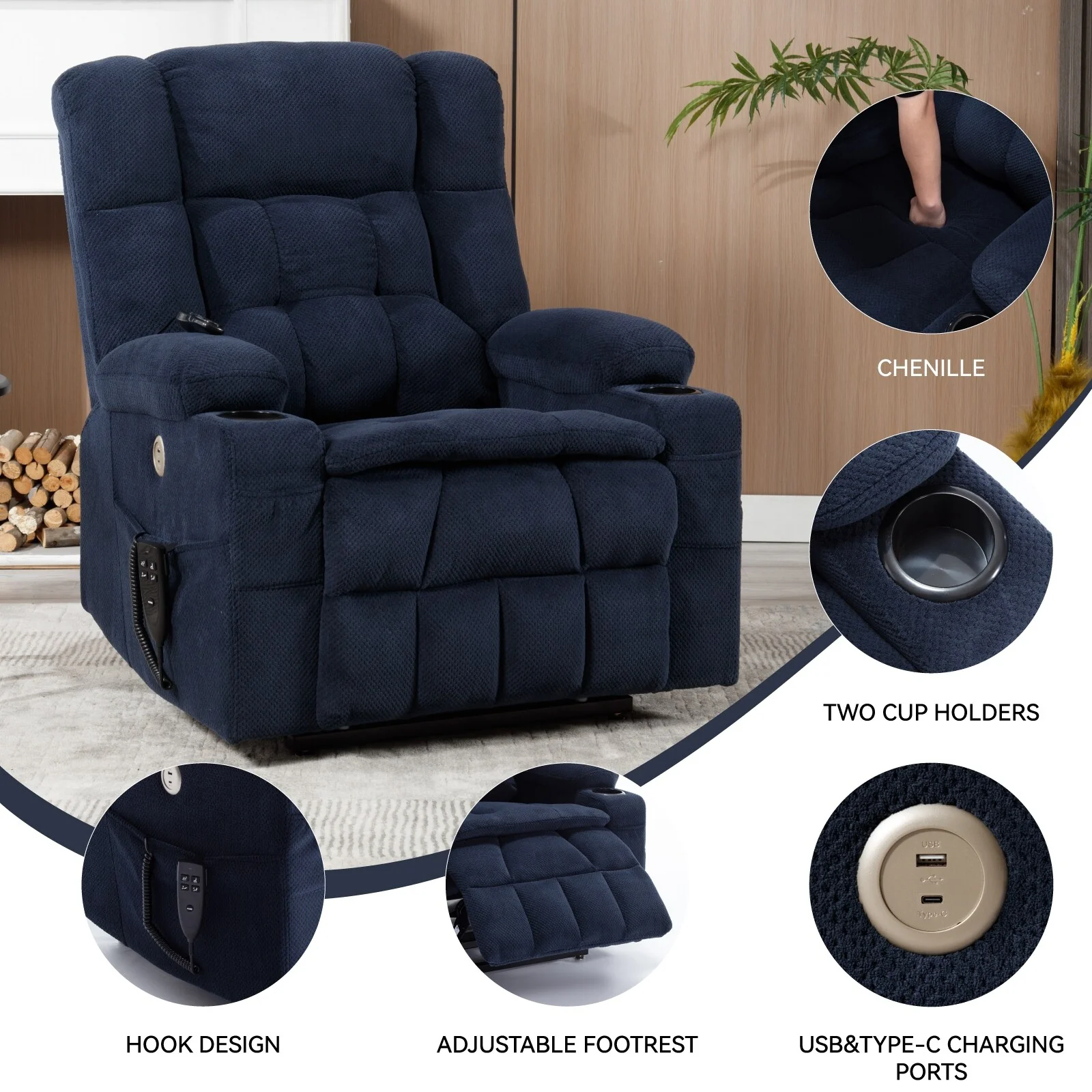 Chenille Power Lift Recliner Chair