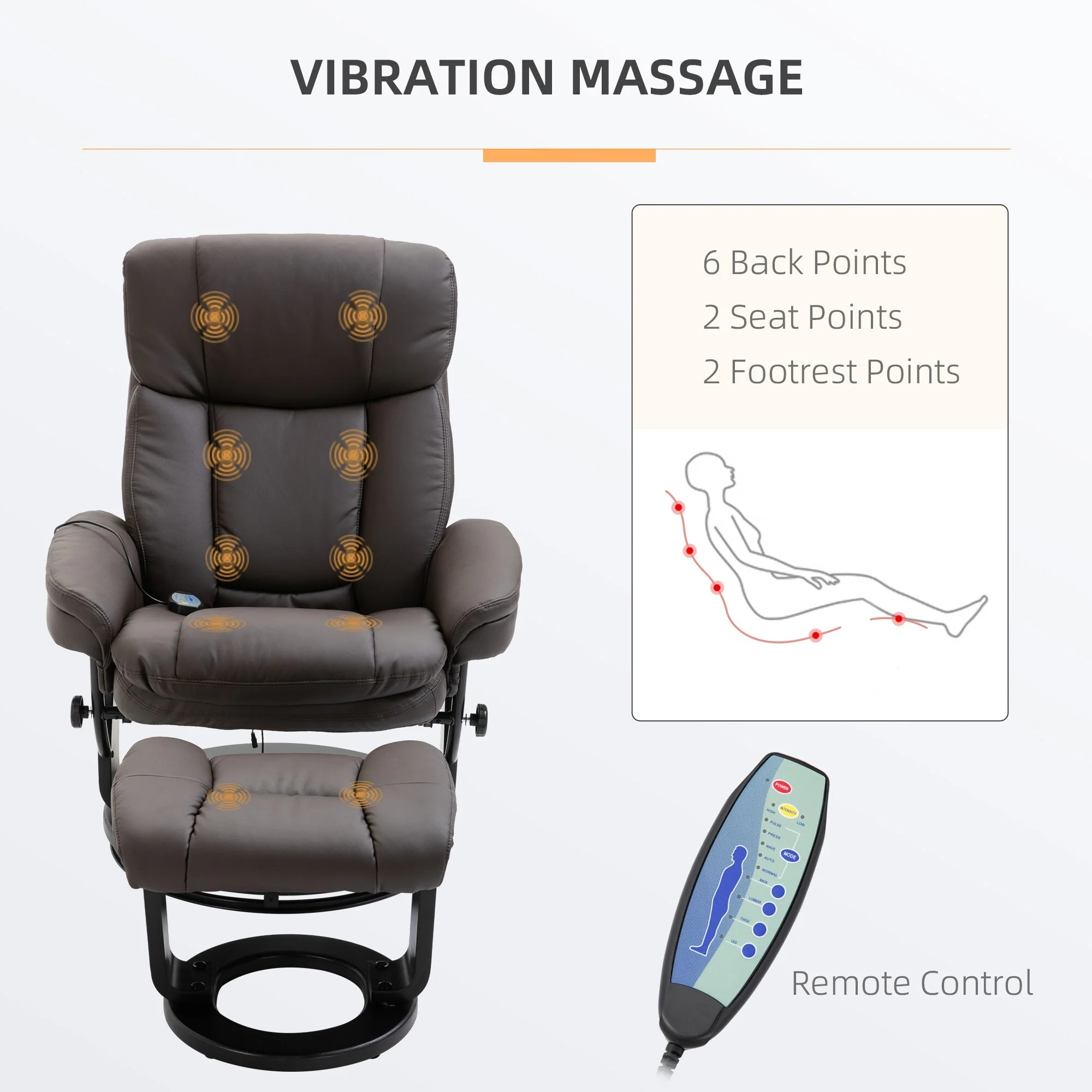 Massage Recliner Chair with Ottoman 10 Point Vibration