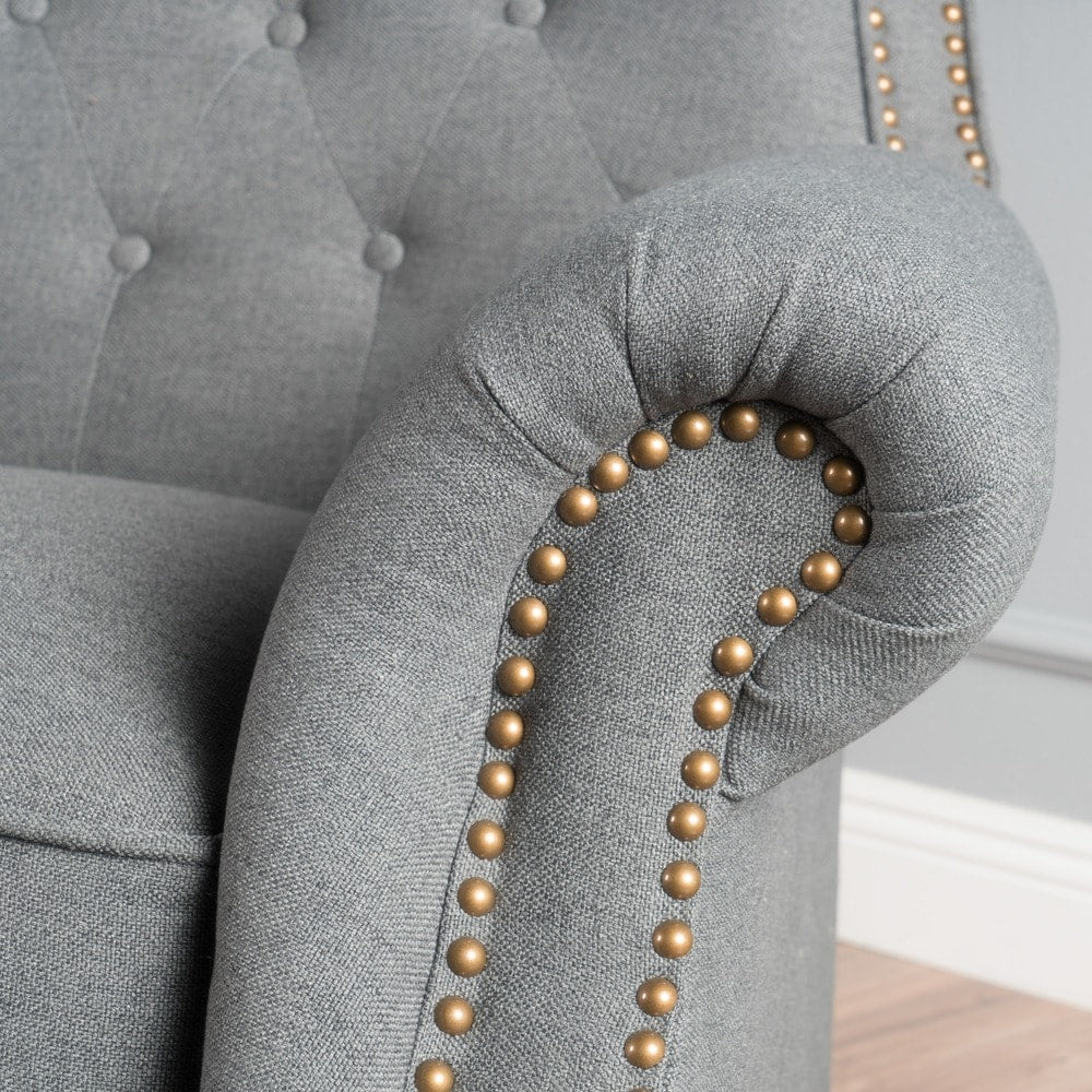 Walder Tufted Nailhead Fabric Recliner by Christopher Knight Home