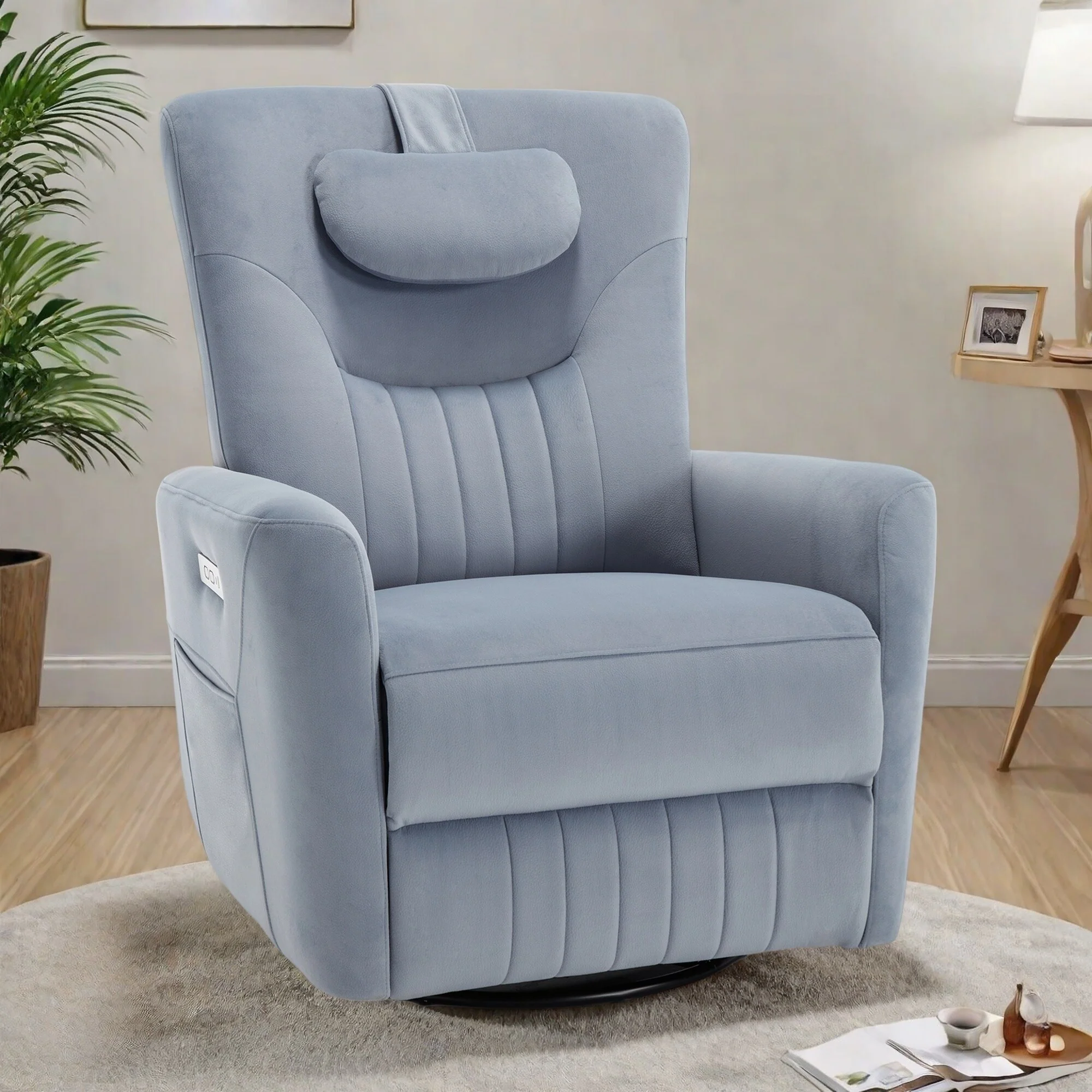 Swivel Rocker Recliner Chair with 270�� Swivel, 155�� Recline, Rocking Motion, USB and Type-C Charging Ports