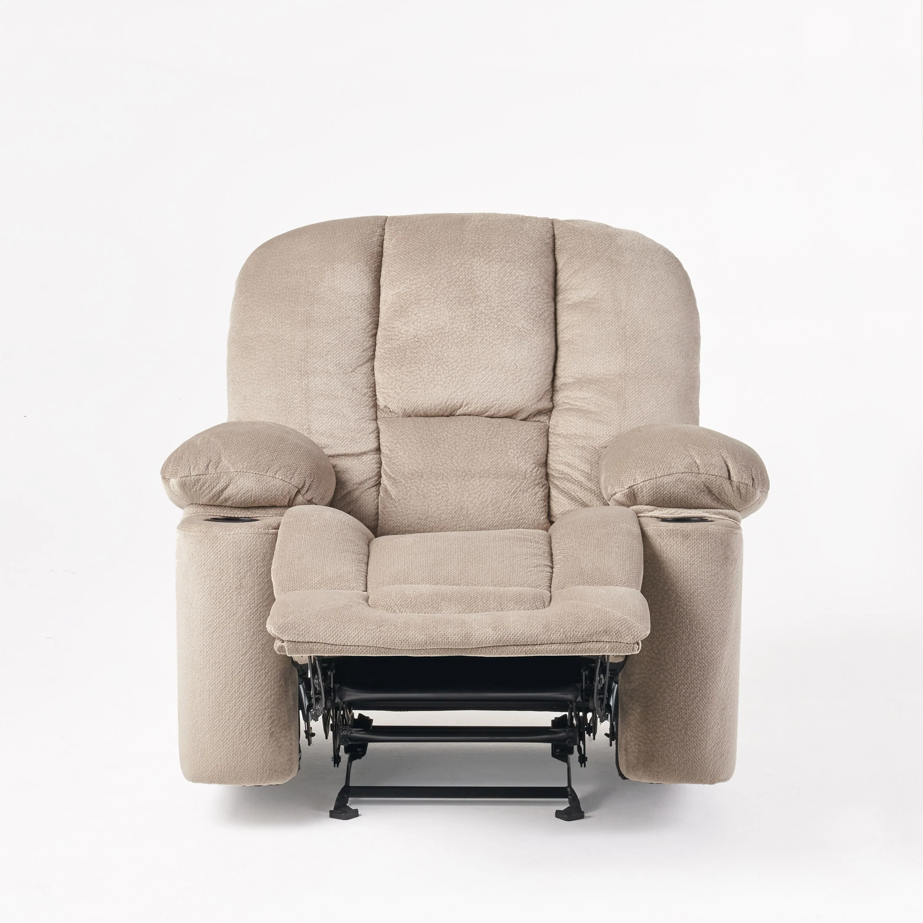 Manual Fabric Recliner Chair with Dual Cup Holders & Thick Padding