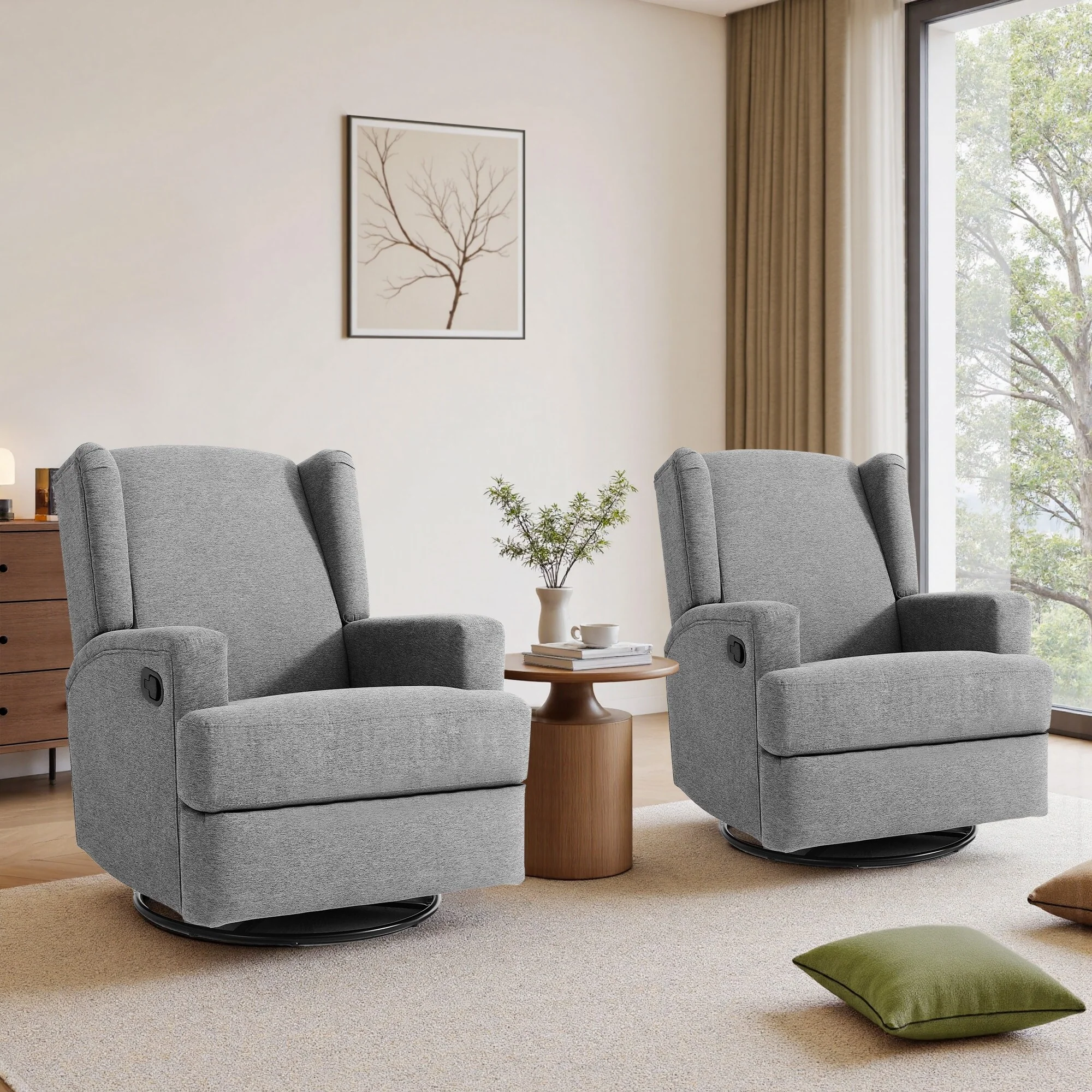 31'' W Manual Glider Swivel Glider Rocker Recliner Nursery Set of 2